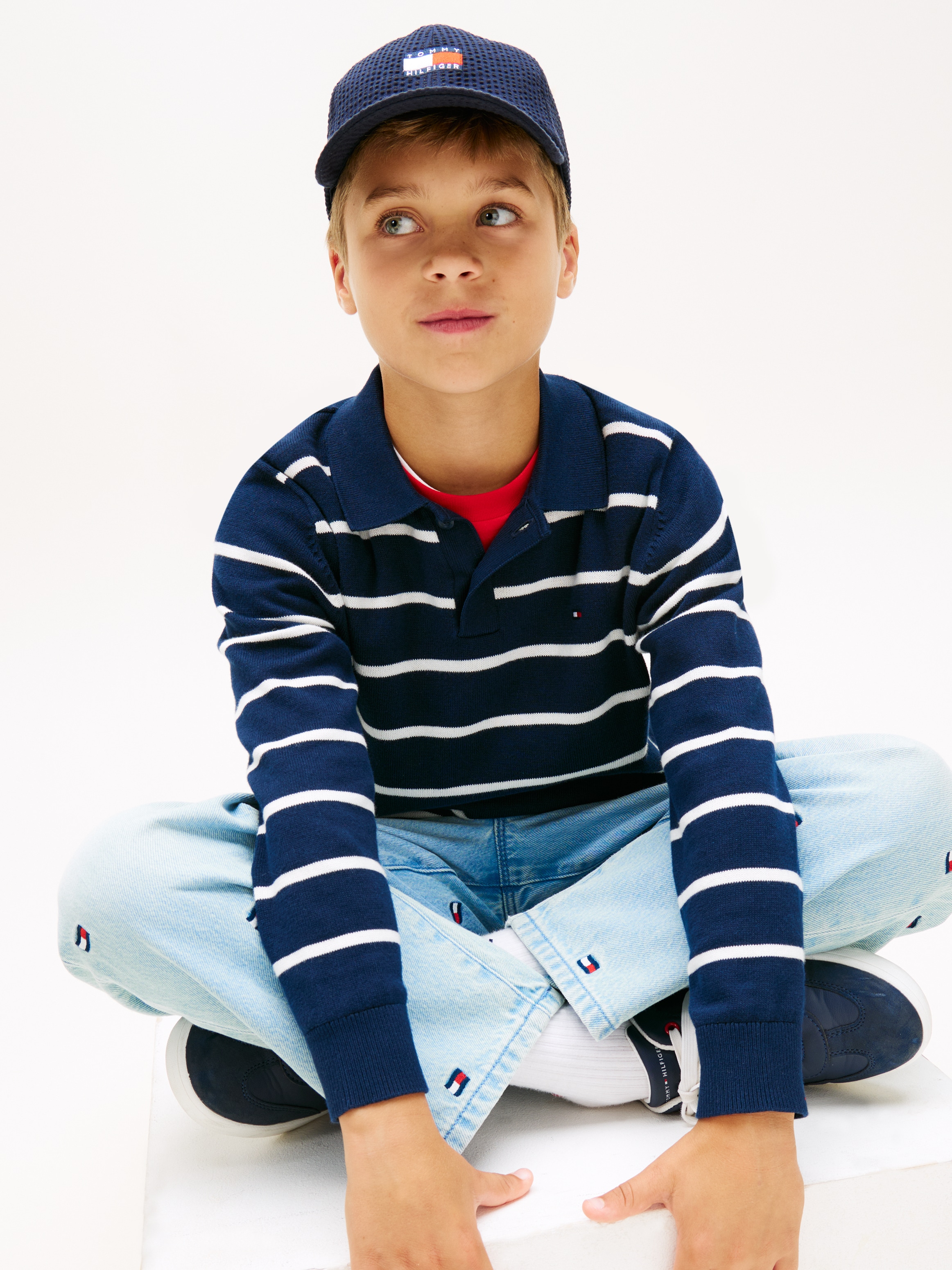 Tommy Hilfiger Strickpullover »POLO COLLAR SWEATER LS« Kinder bis 16 Jahre, regular fit