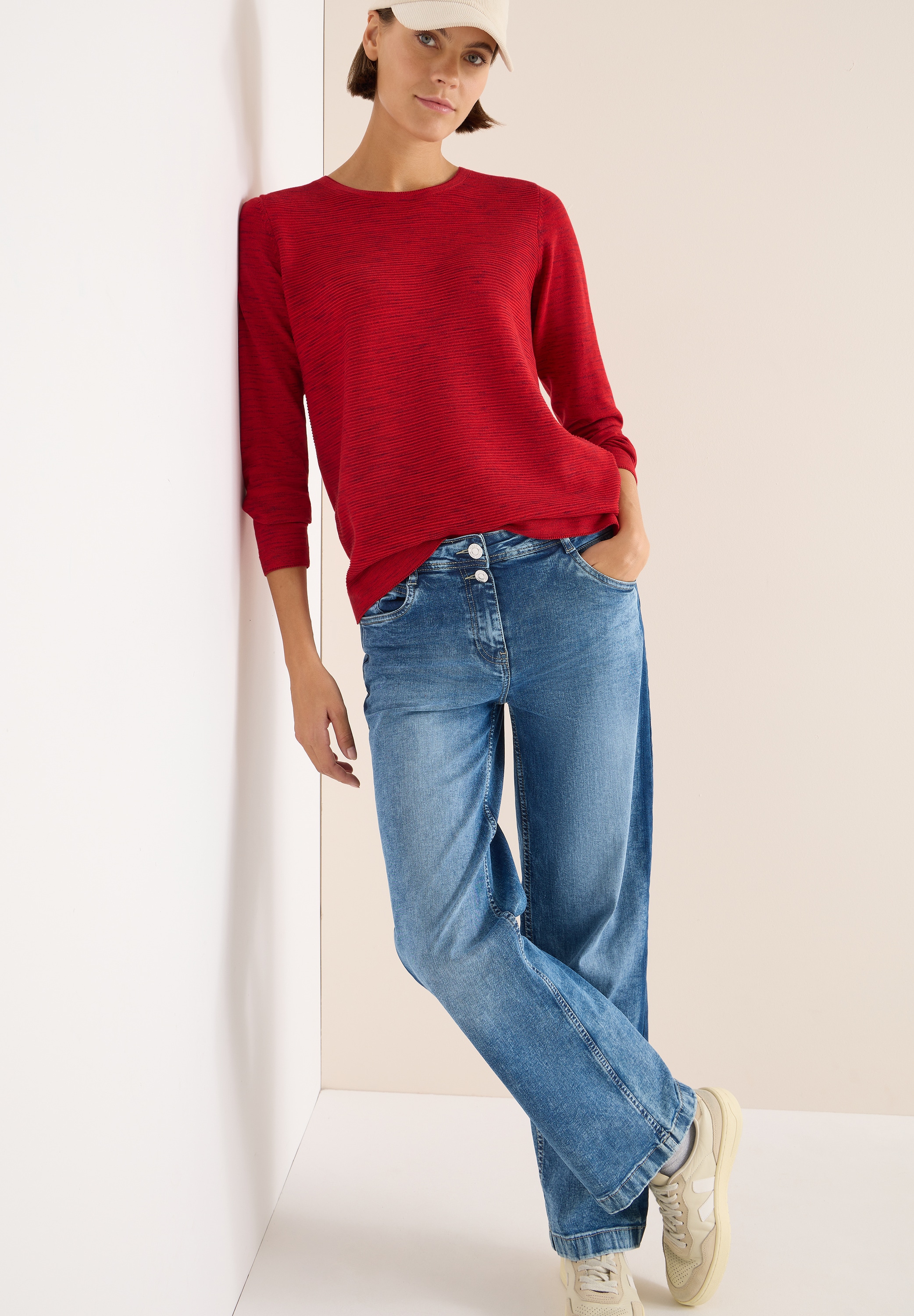 Cecil Rundhalspullover mit Struktur