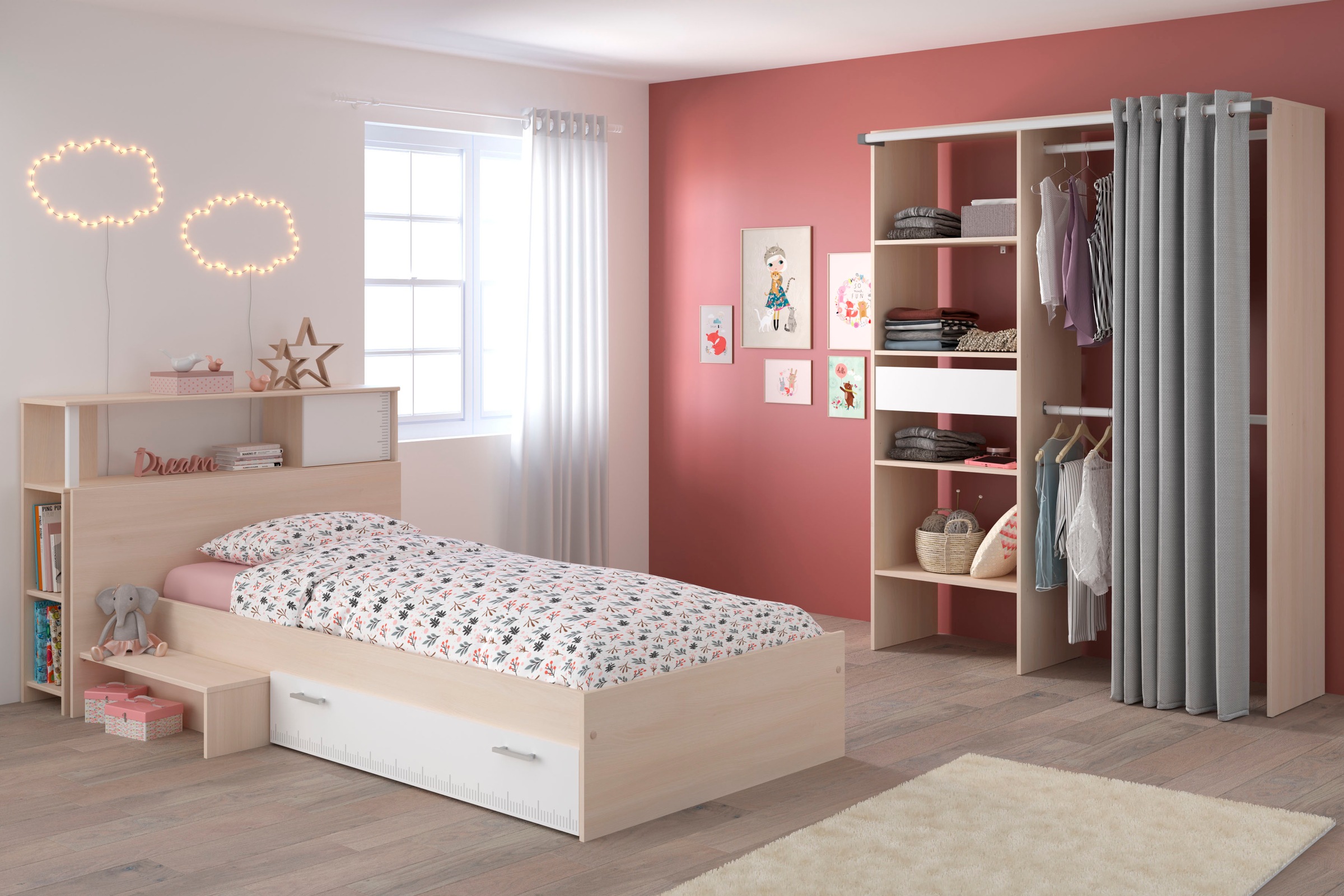 Parisot Jugendzimmer-Set »Charly 23« Set, 3 tlg. Seitliches Podest am Bett links oder rechts montierbar