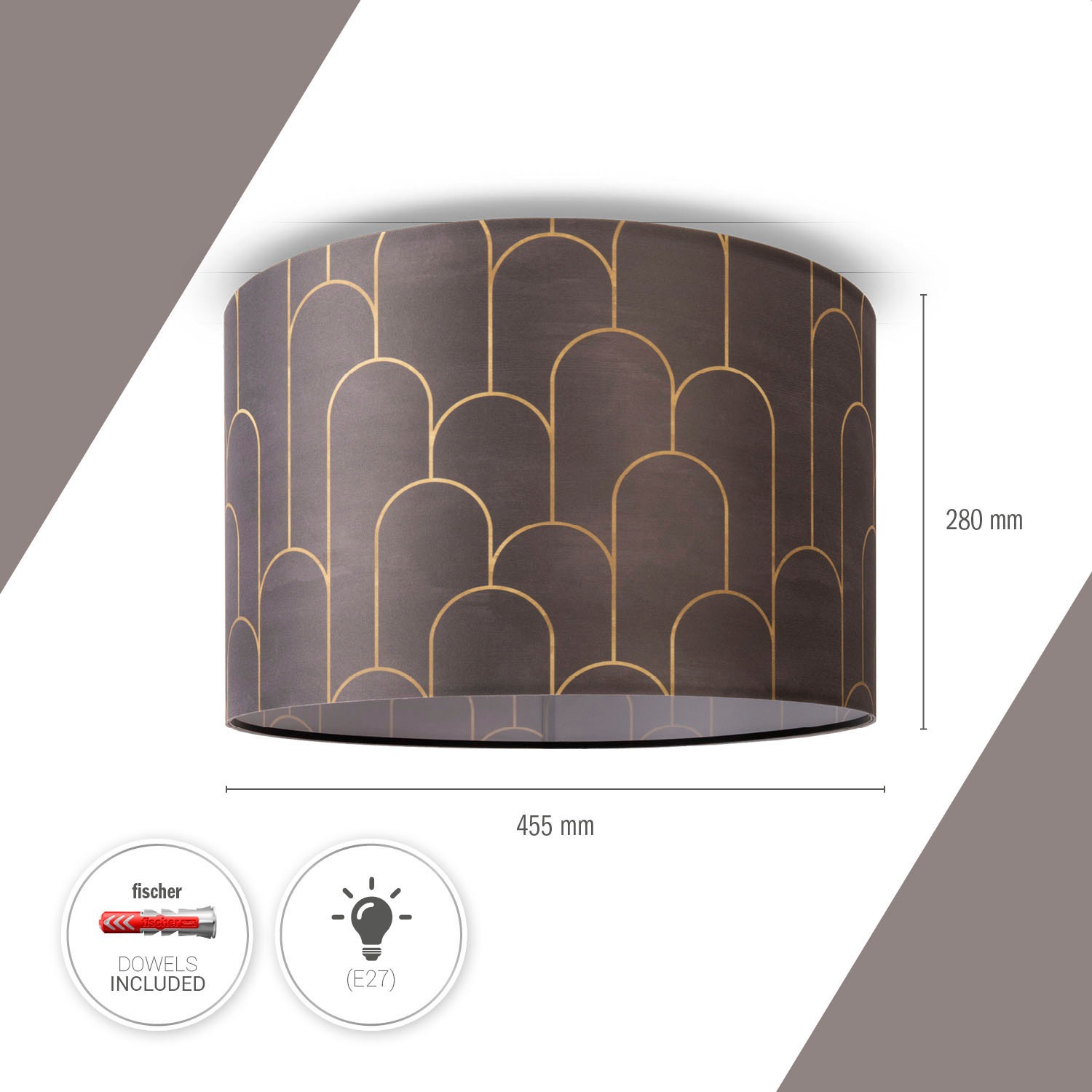 Paco Home Deckenleuchte »Hugo Pillar« E27 Stoffschirm Deckenleuchte Esstisch Modern Abstrakt Vintage E27