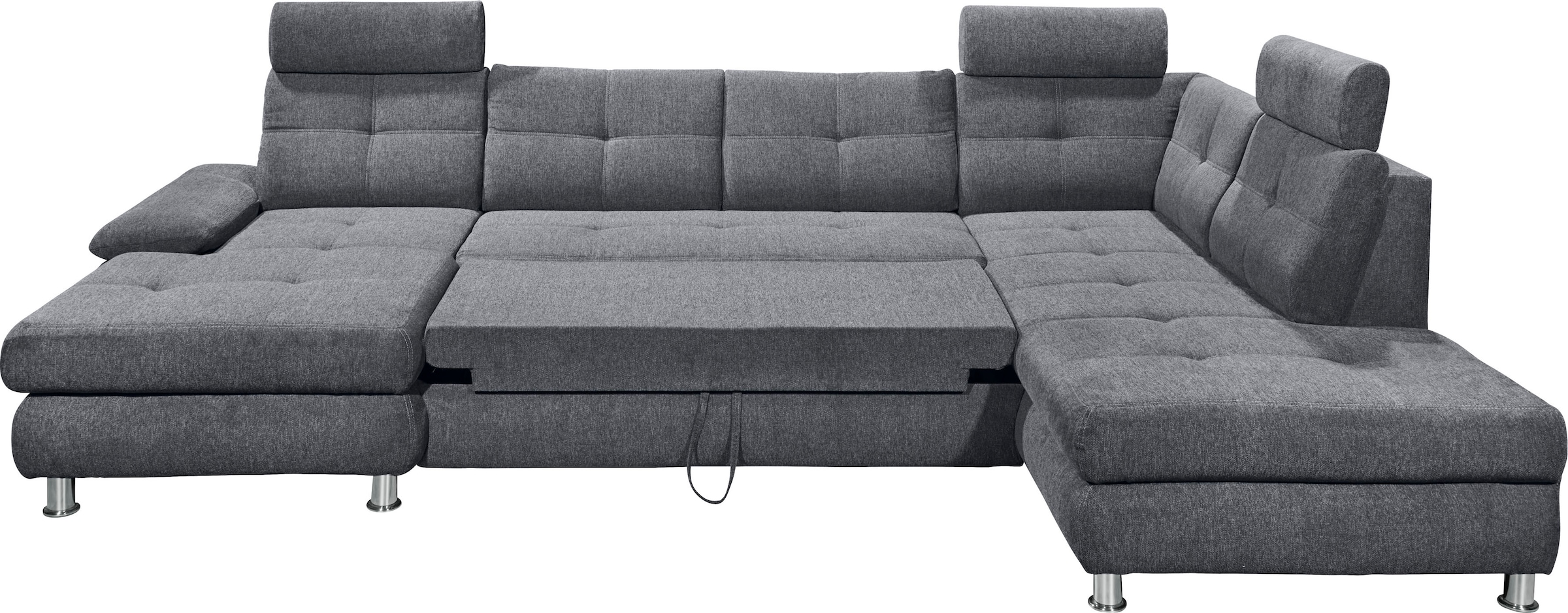 ED EXCITING DESIGN Wohnlandschaft »Alba U-Form« mit Bettfunktion, Bettkasten, Armteilverstellung & Kopfstützen