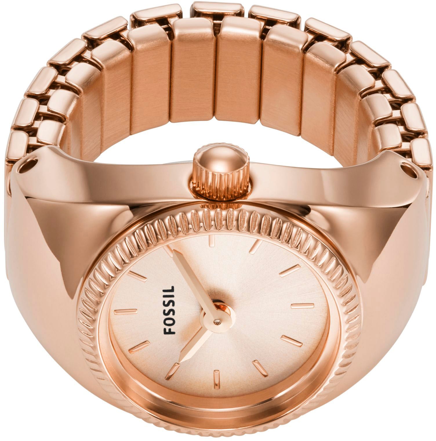 Fossil Uhrenring »WATCH RING«, Quarzuhr, Damenuhr, analog, Edelstahlring