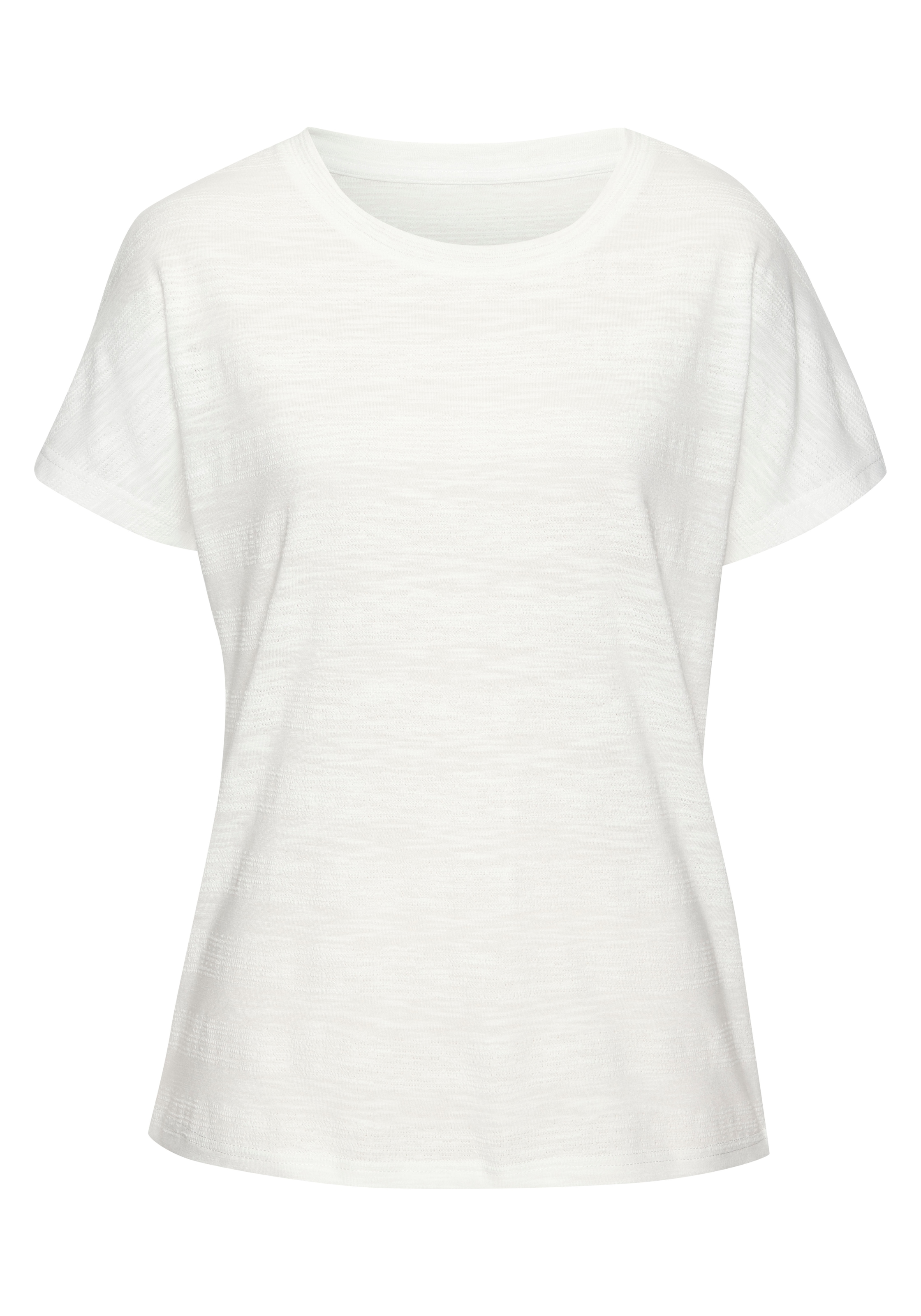 Vivance T-Shirt »mit modischer Strukturoptik«, (2er-Pack), aus pflegeleichter Qualität mit Baumwolle