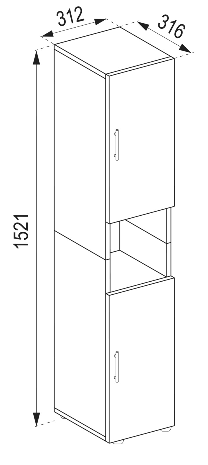 VCM Hochschrank »VCM Holz Badezimmerschrank | Badmöbel | Stand Badregal | Hochschrank | Maße ca. H. 153 x B. 31 x T. 30 cm - Flandu«, (1 St.)