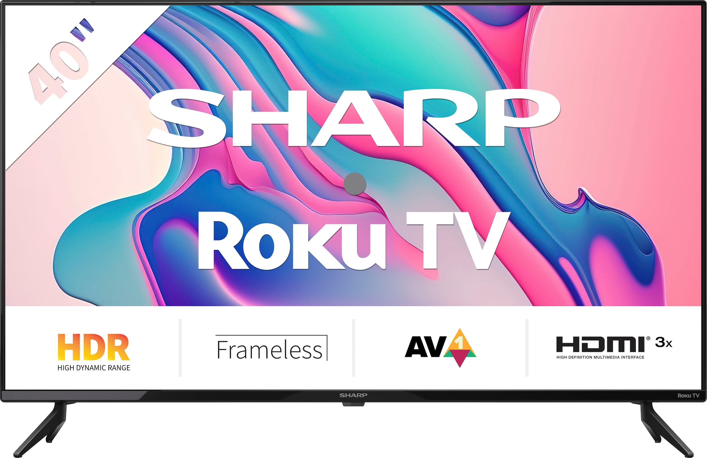 Sharp LED-Fernseher, 100 cm/40 Zoll, Full HD, Smart-TV, Roku TV nur in Deutschland verfügbar, Rahmenlos, HDR10, Dolby Digital