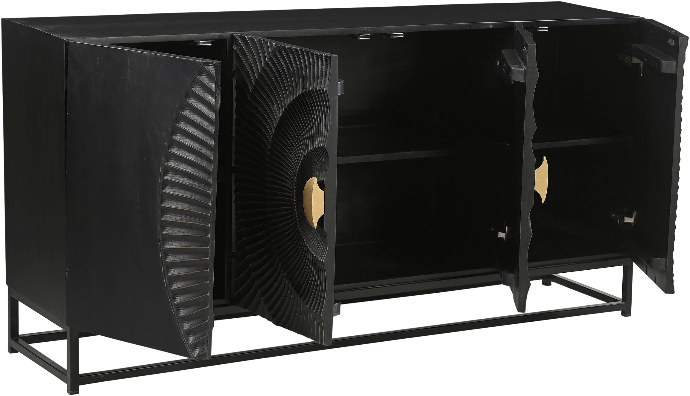 SIT Sideboard, (1 St.), mit Schnitzmuster und goldfarbenem Griff