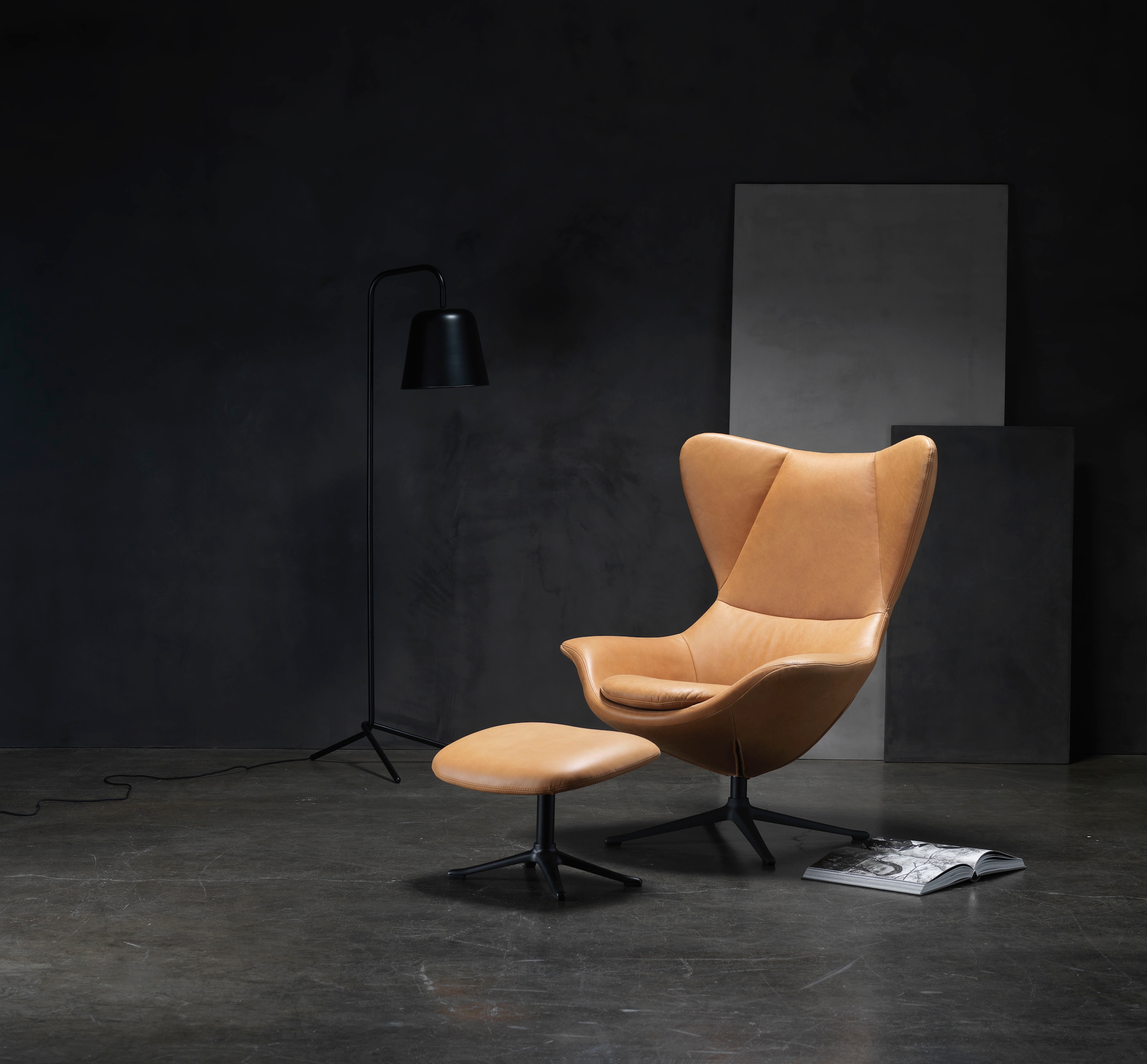 FLEXLUX Ohrensessel »Stilo Relaxsessel, TV-Sessel«, Solitär, Stil-Ikone, drehbar, Fuß schwarz