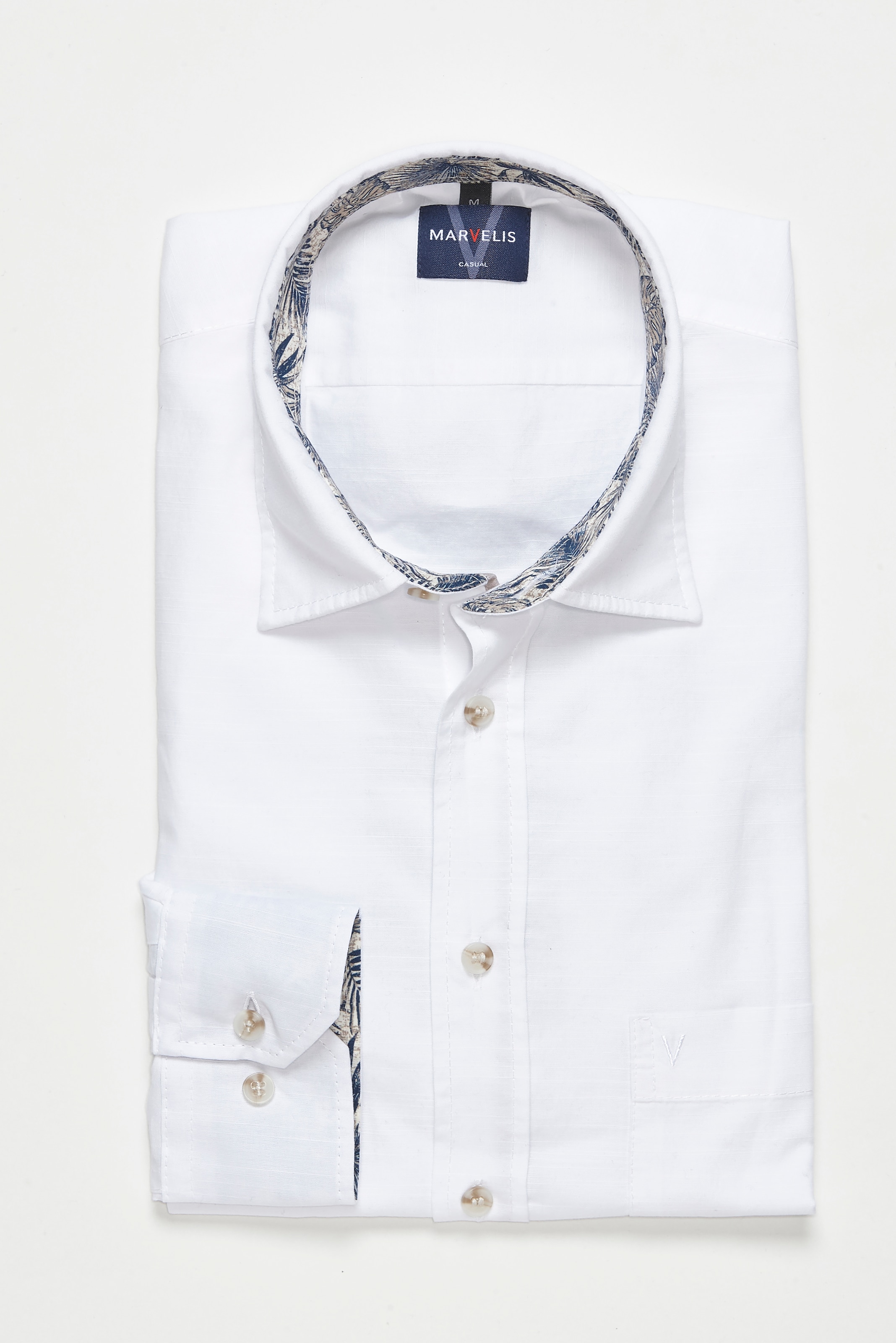 MARVELIS Langarmhemd in Leinen-Optik