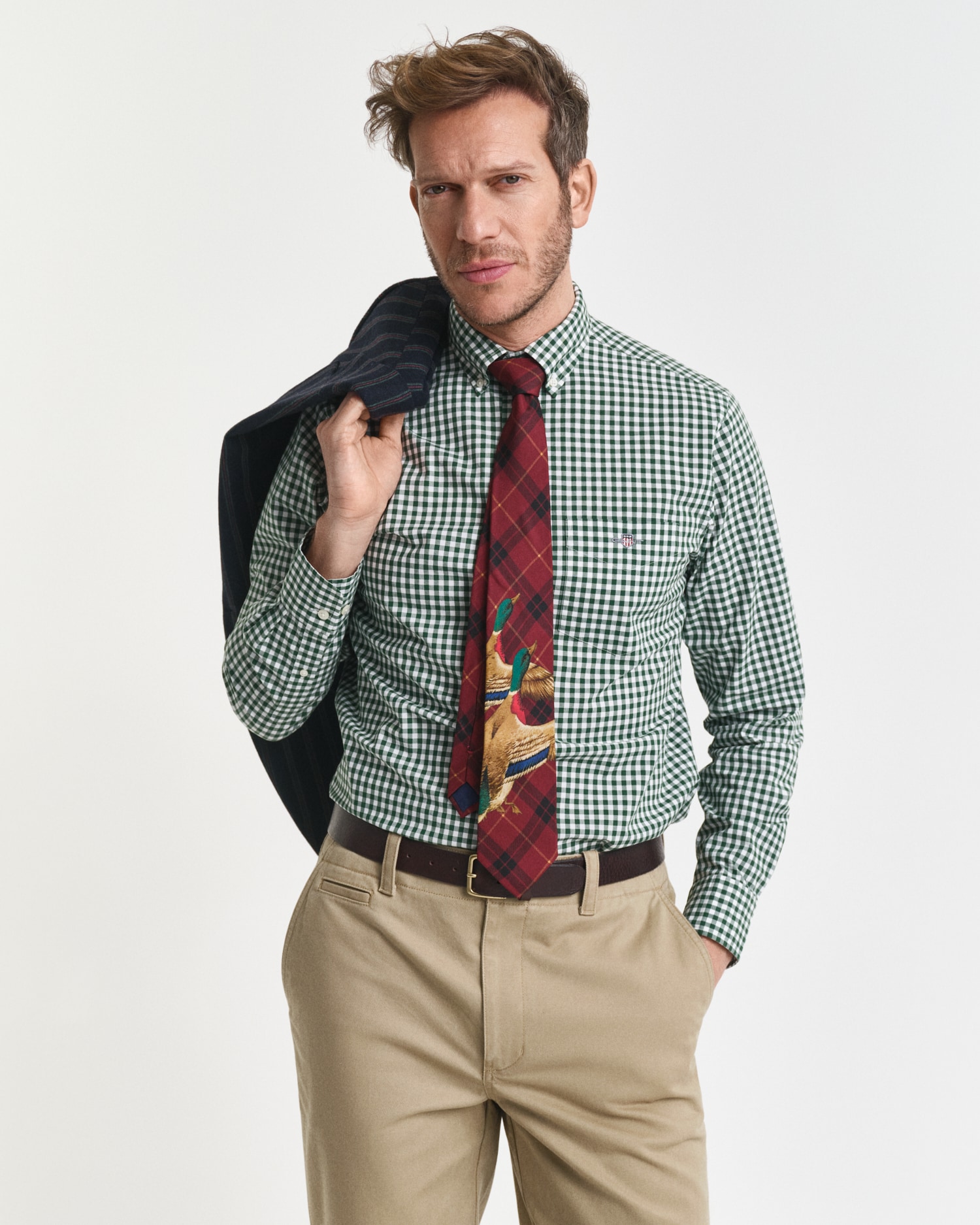 Gant Langarmhemd »REG POPLIN GINGHAM SHIRT«, mit Logostickerei auf der Brust