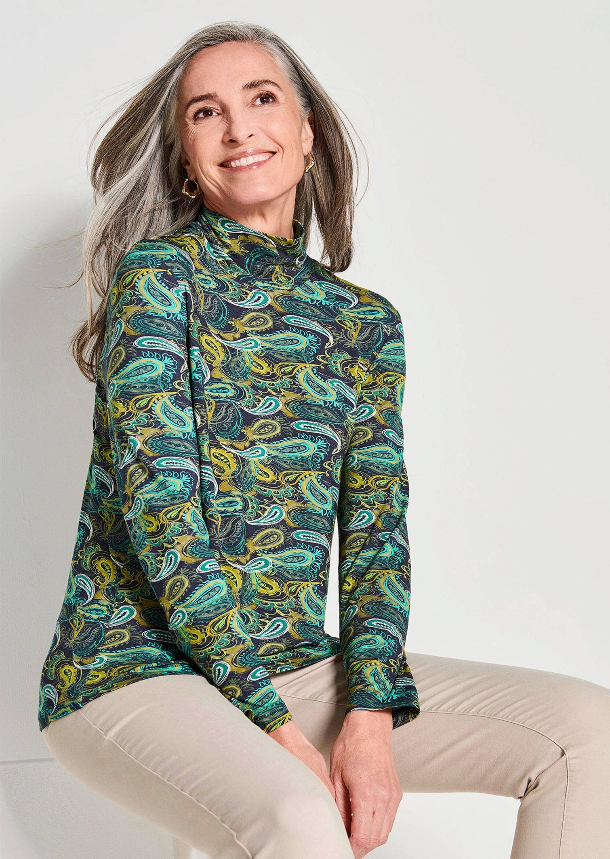 GOLDNER Langarmshirt »Jersey-Shirt mit Paisley-Muster«