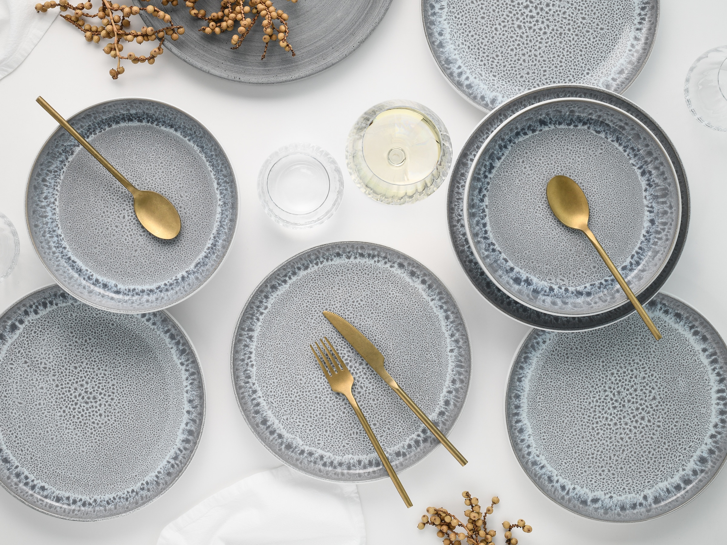 OTTO home Tafelservice »modernes Geschirr-Set, Service Lykk« hohe Haltbarkeit, spülmaschinen- & mikrowellengeeignet, Reaktivglasur