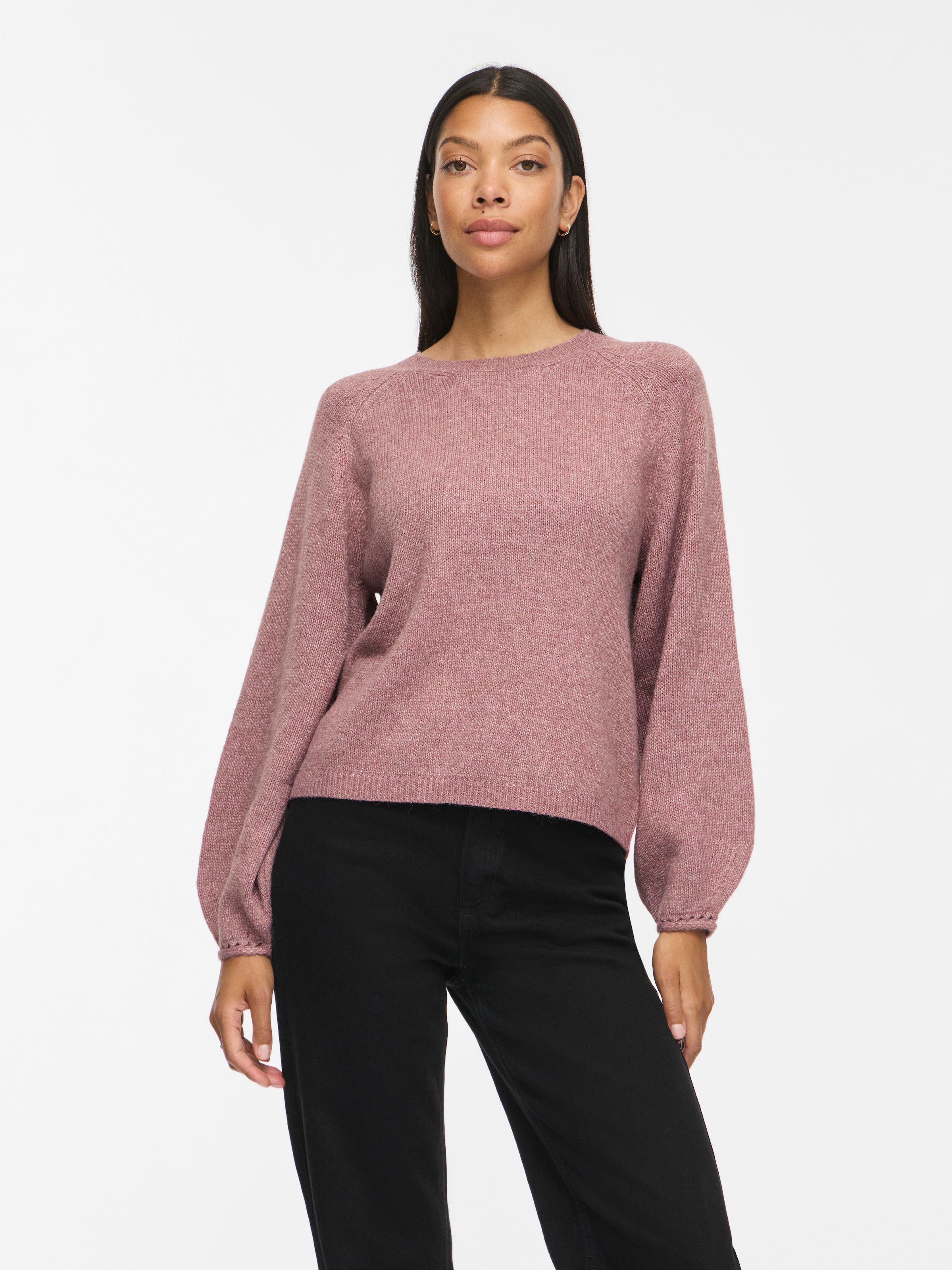 Vila Strickpullover »VISAPNA O-NECK L/S KNIT TOP/PB/1« Materialmix, regular fit