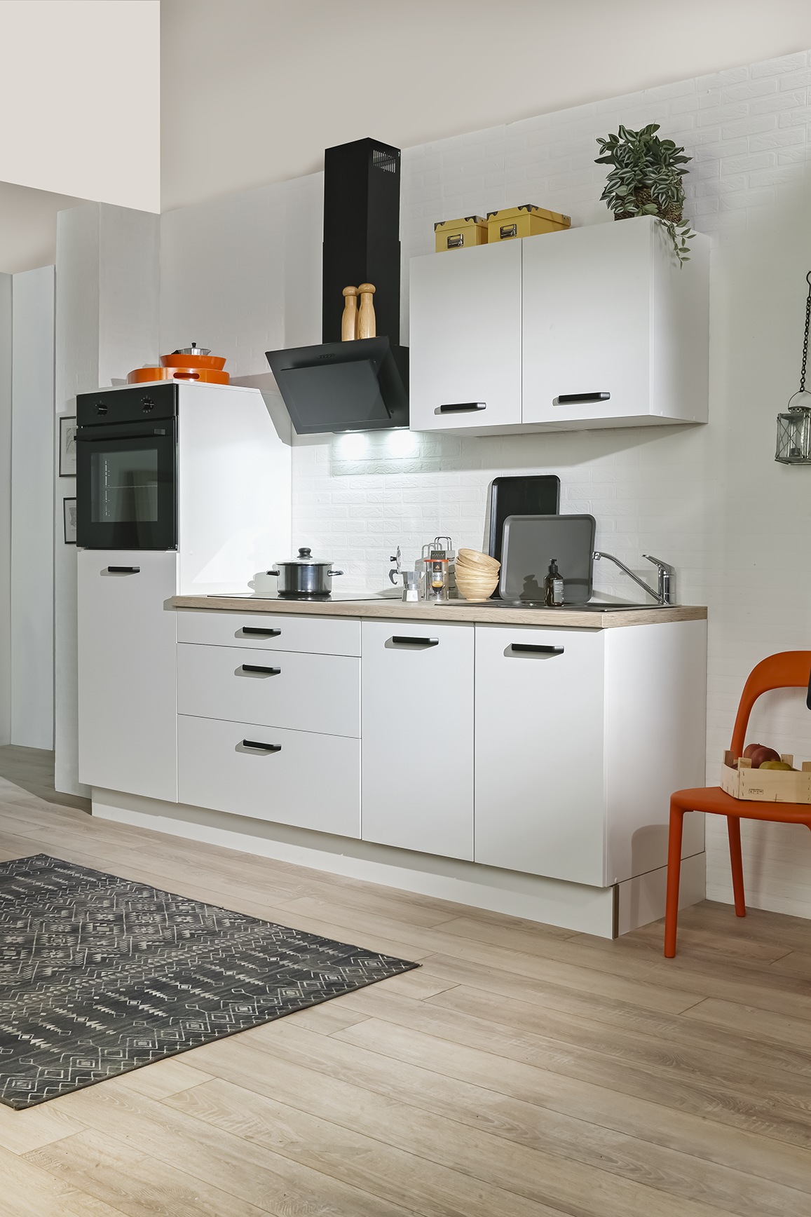 wiho Küchen Küchenzeile »Compact: Kleines Format, große Ausstattung, optional mit E-Geräten« Variante ohne Kühlschrank, Breite 240 cm