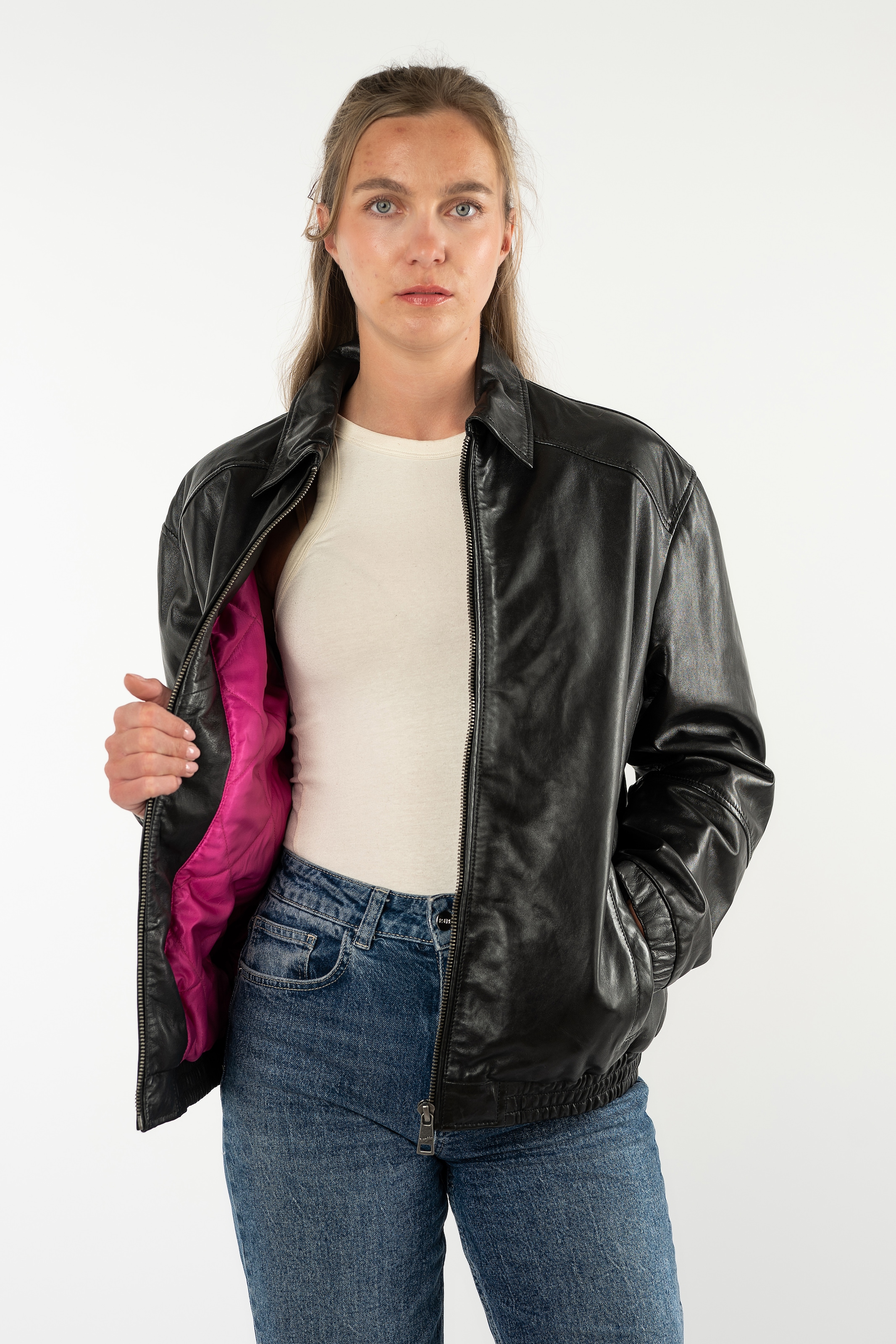 Mauritius Lederjacke »MWAveline OS« mit Umlegekragen, Oversize Fit