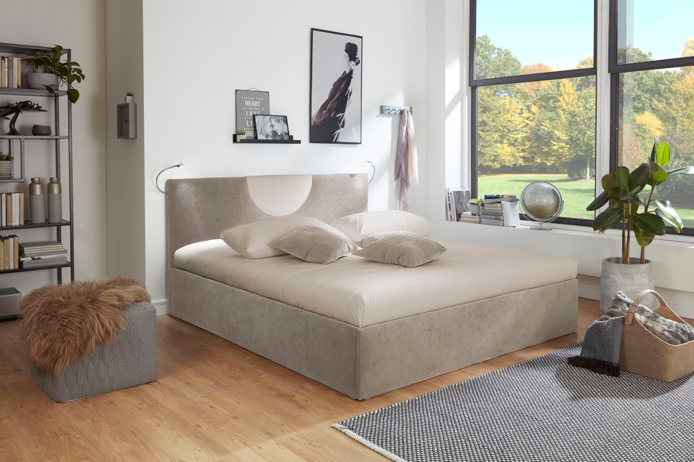 Westfalia Schlafkomfort, Polsterbett »Pisa in verschiedenen Härtegraden und Größen« wahlweise mit oder ohne Bettkasten, Sand + Sand mit Kontrastfarbe 