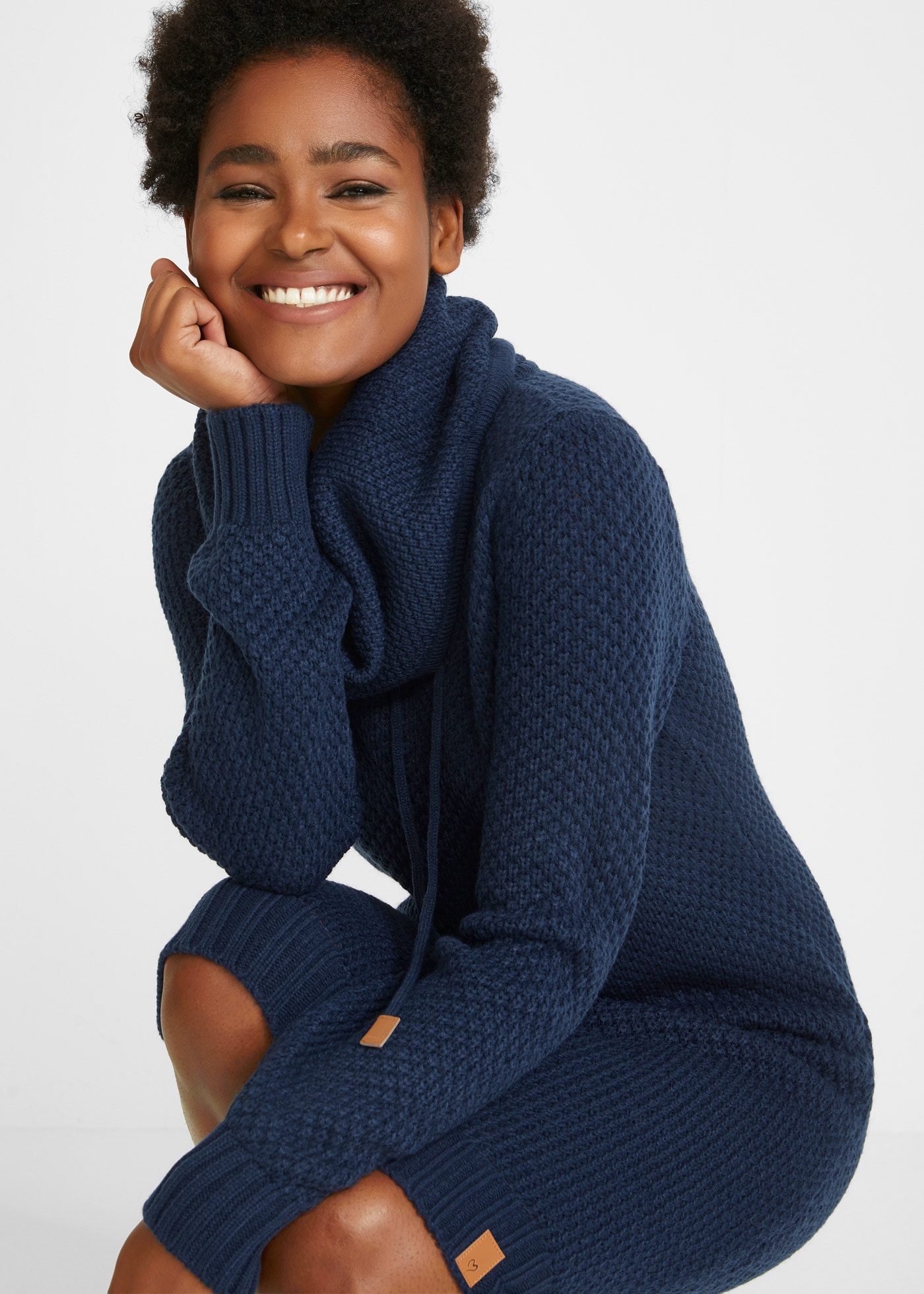 bonprix Strickkleid »Strickkleid mit Schalkragen« für vielseitige Anlässe, aus Polyacryl, schmale Passform