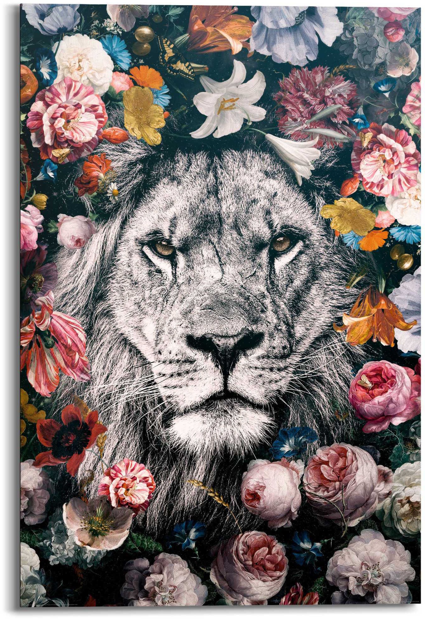 Reinders! Wandbild »Wandbild Löwe Blumenkranz - Pflanzen - Farbenfroh«,  Löwen, (1 St.) bequem bestellen