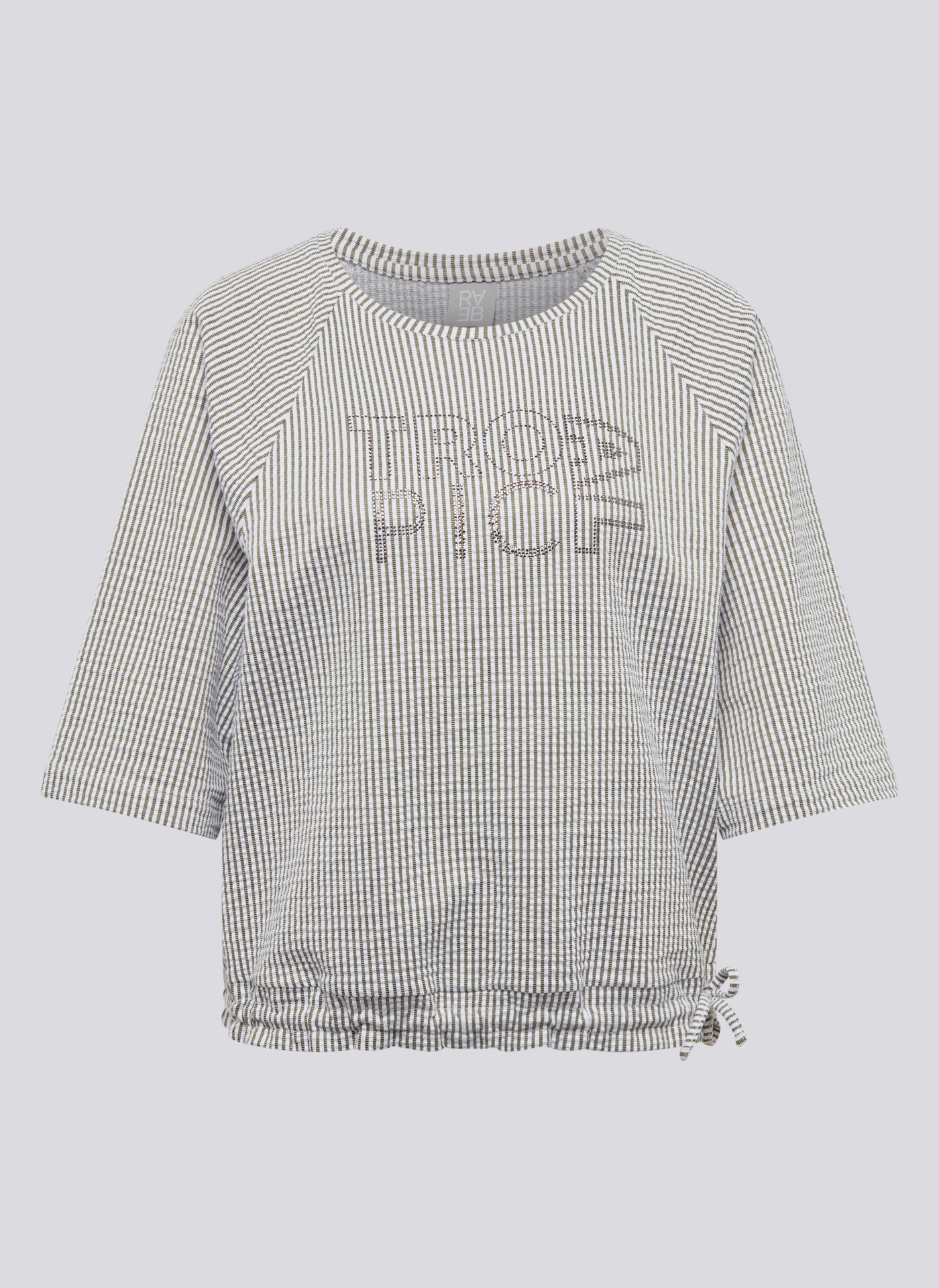 Rabe Kurzarmshirt, im Streifen-Look und mit Bindung am Saum