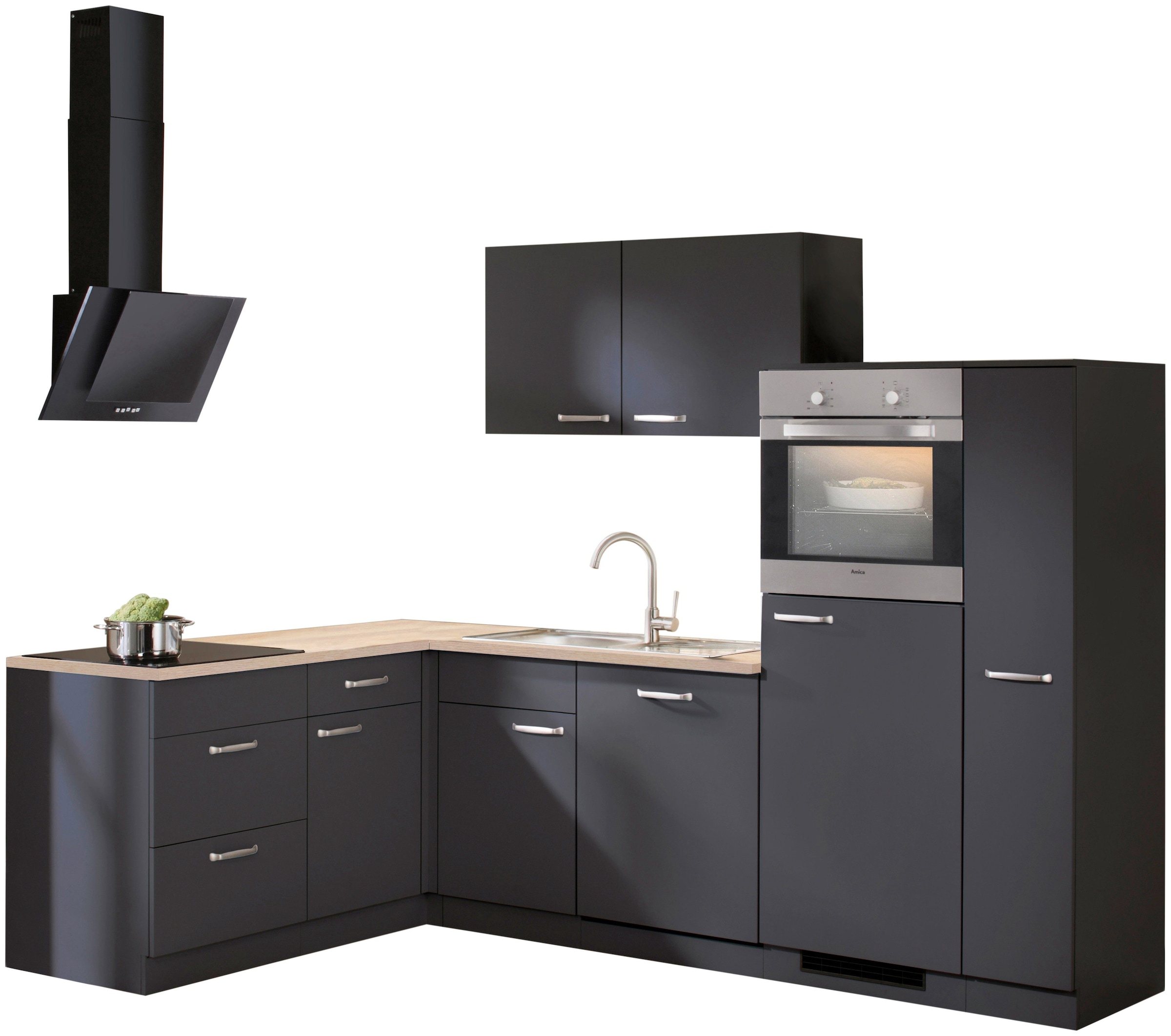 wiho Küchen Winkelküche »Michigan«, mit 260 E-Geräten, 170 cm auf Raten bestellen x