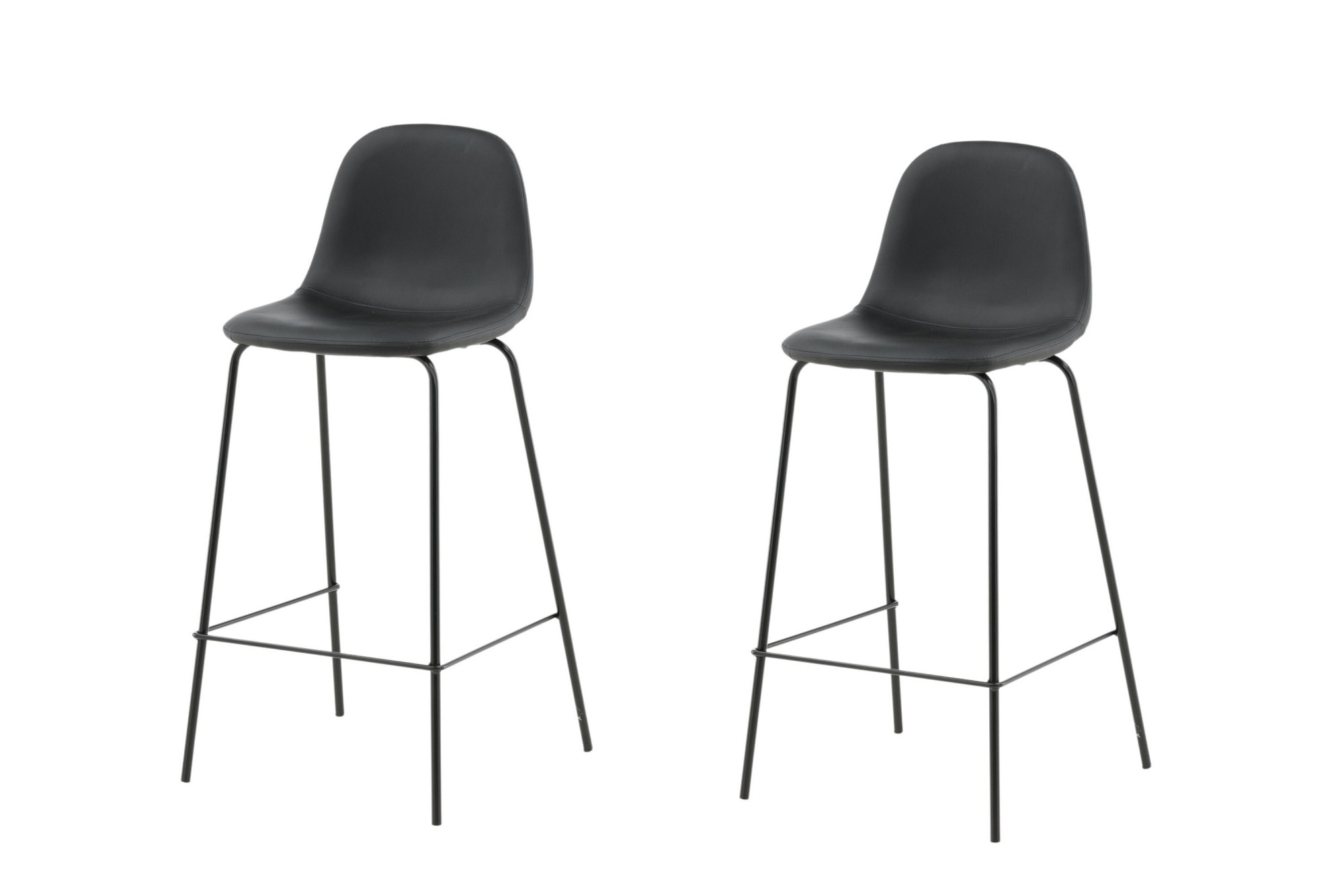Venture Home Barhocker "Polar, 2er-Set Barhocker in Schwarz-PU, luxuriös, 150 kg belastbar" 2 Stk. tlg. Tresenstuhl, Lederlook, schwarze Metallbeine, Fußstütze, edel