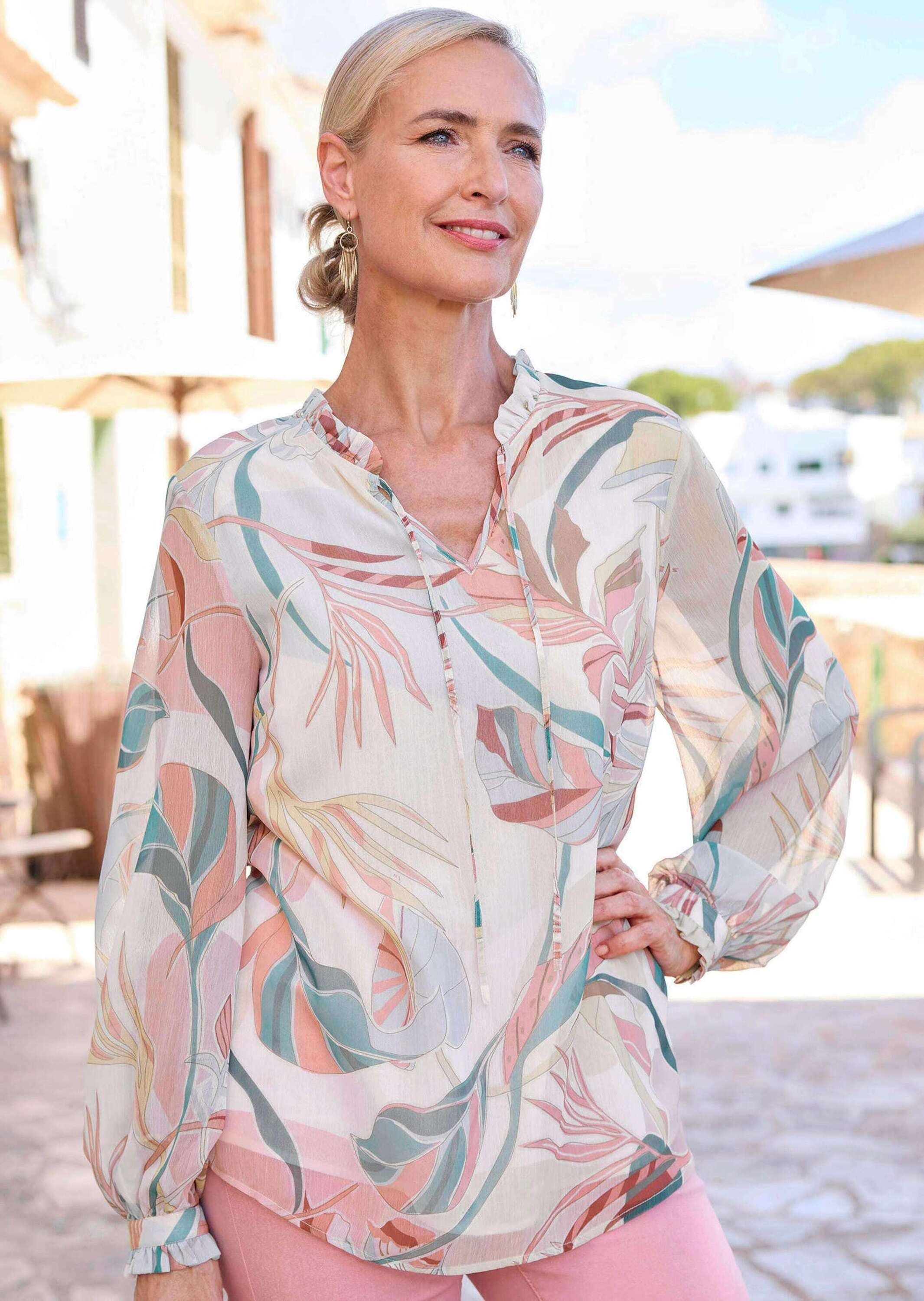 GOLDNER Schlupfbluse »Kurzgröße Luftige Bluse mit Rüschen-Details« Rüschen-Details