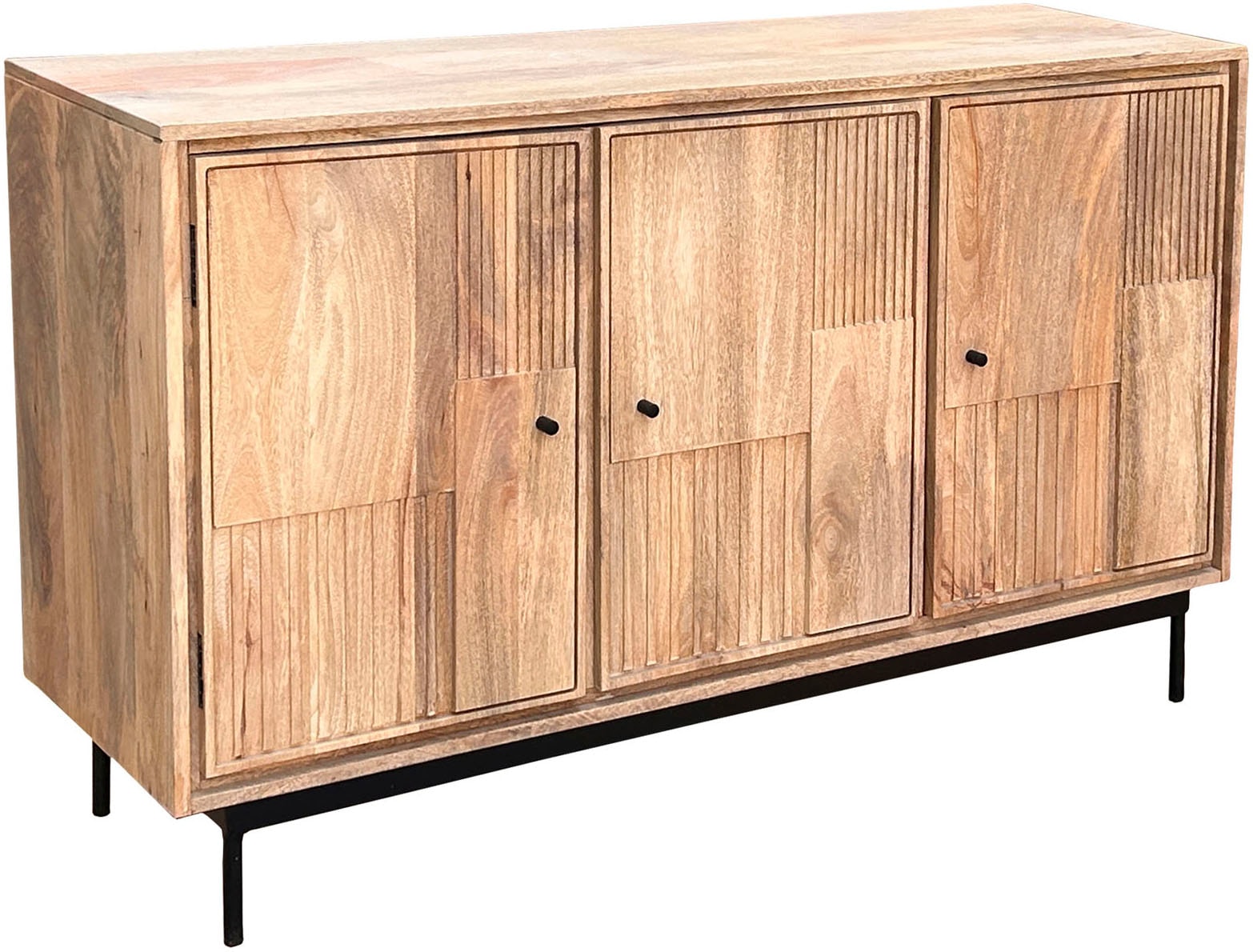SIT Sideboard »Kommode – Massives Holz mit Lamellen‑Front & kunstvollen Schnitzereien« 1 Stk. tlg. Massives Lamellen‑Sideboard mit kunstvollen Schnitzereien & Stauraum