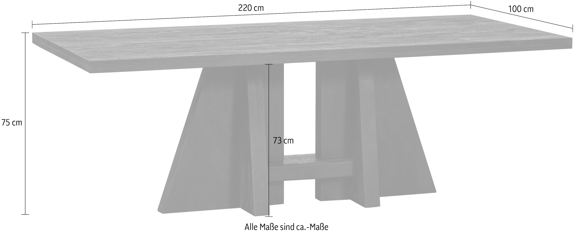 WOOOD Esstisch »Kean«, aus Mangoholz, H 75 cm x B 220 cm
