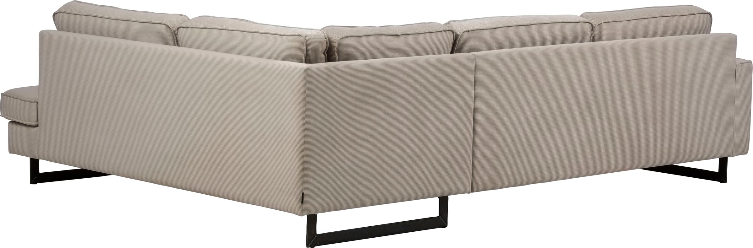 Places of Style Ecksofa »Pinto, 290 cm, Cord, Chenille, Lederoptik, Ottomane links / rechts«, mit Keder, schwarze Metallfüße, Wellenunterfederung