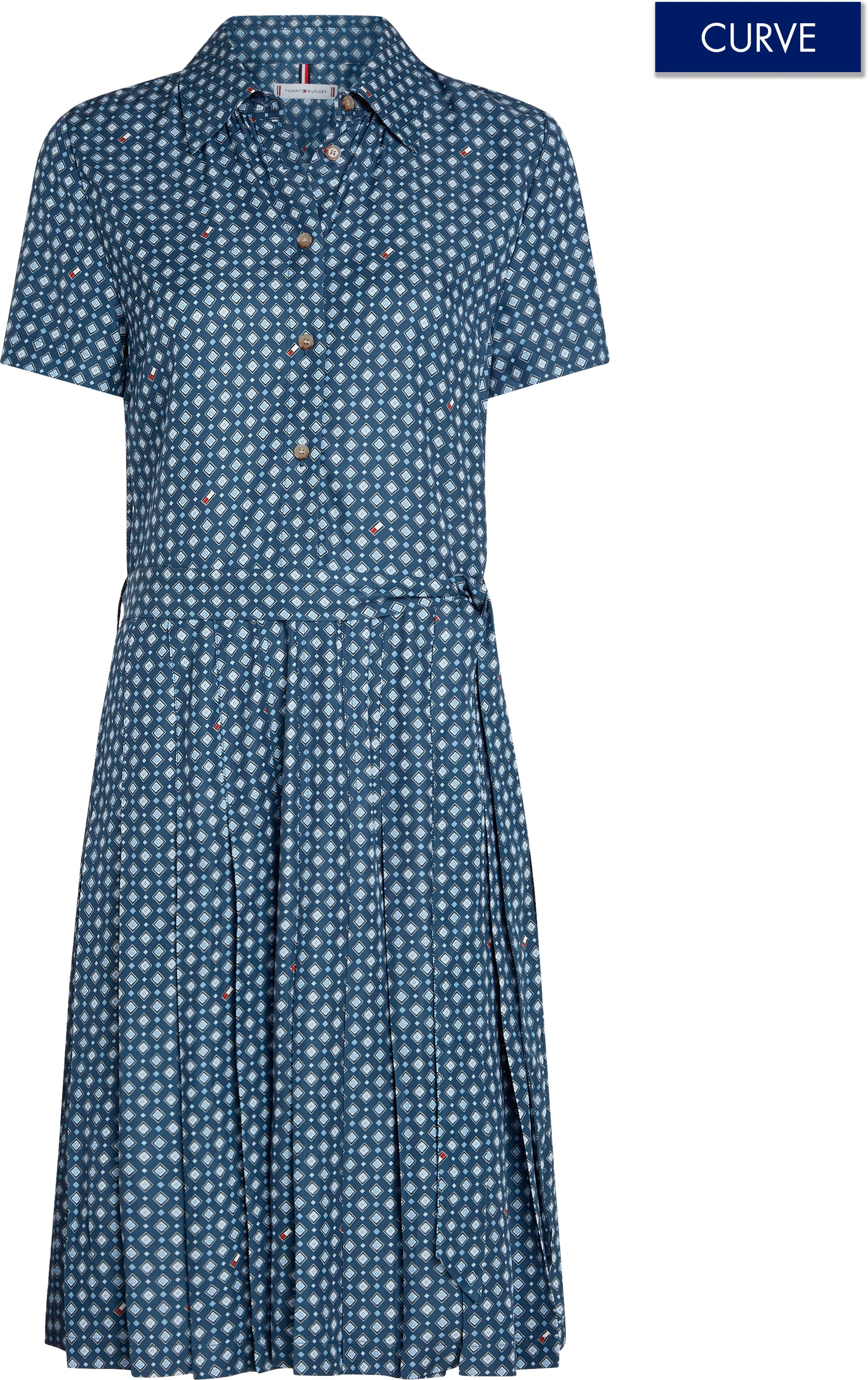 Tommy Hilfiger Curve Hemdblusenkleid »CRV FOULARD PLEATED SHIRTDRESS«, Große Größen