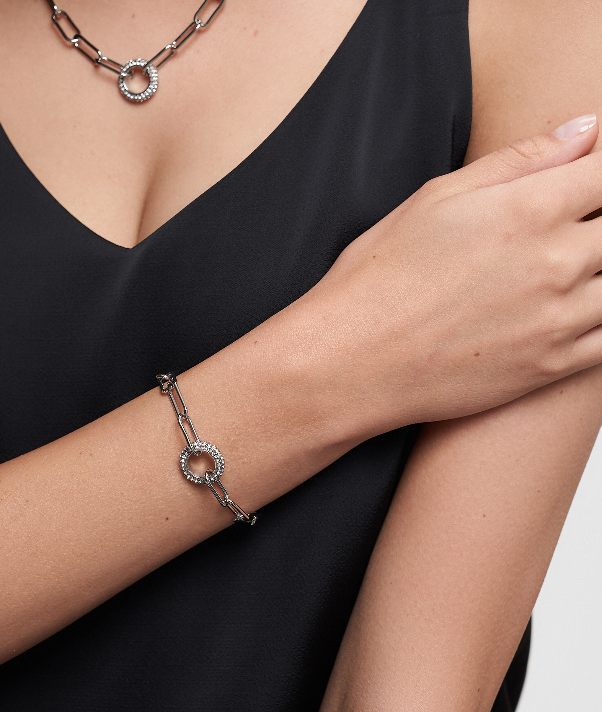 Tamaris Gliederarmband »Schmuck Geschenk Edelstahl Armkette The Glitter Donut« mit Glasstein