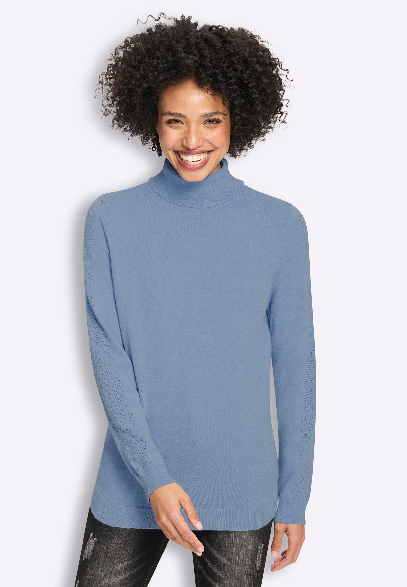 heine Strickpullover »Rollkragen-Pullover Rollkragenpullover mit Ajour-Partien«