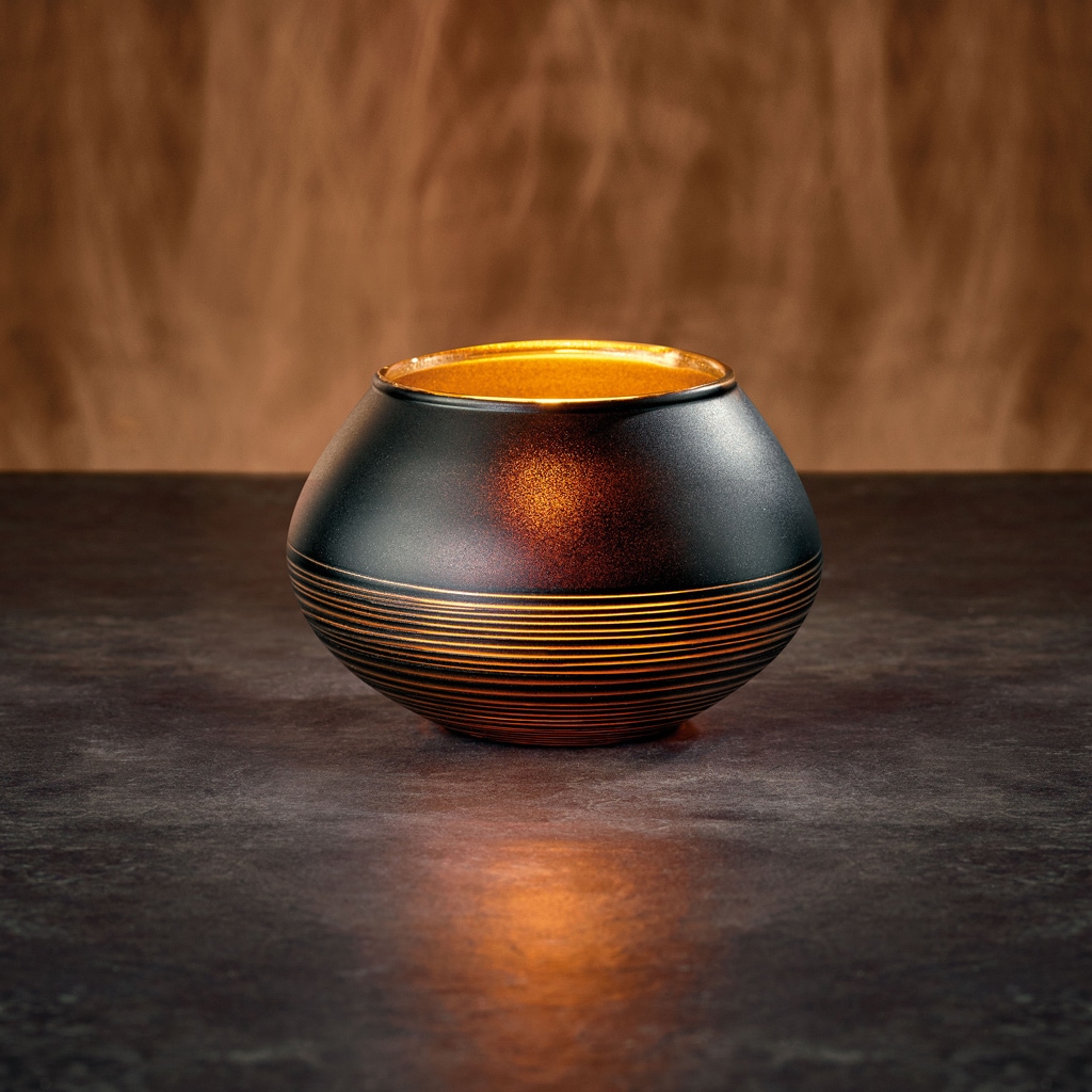 Villeroy & Boch Kerzenhalter »Teelichthalter Manufacture Swirl ø 10,8 cm schwarz-kupfer«