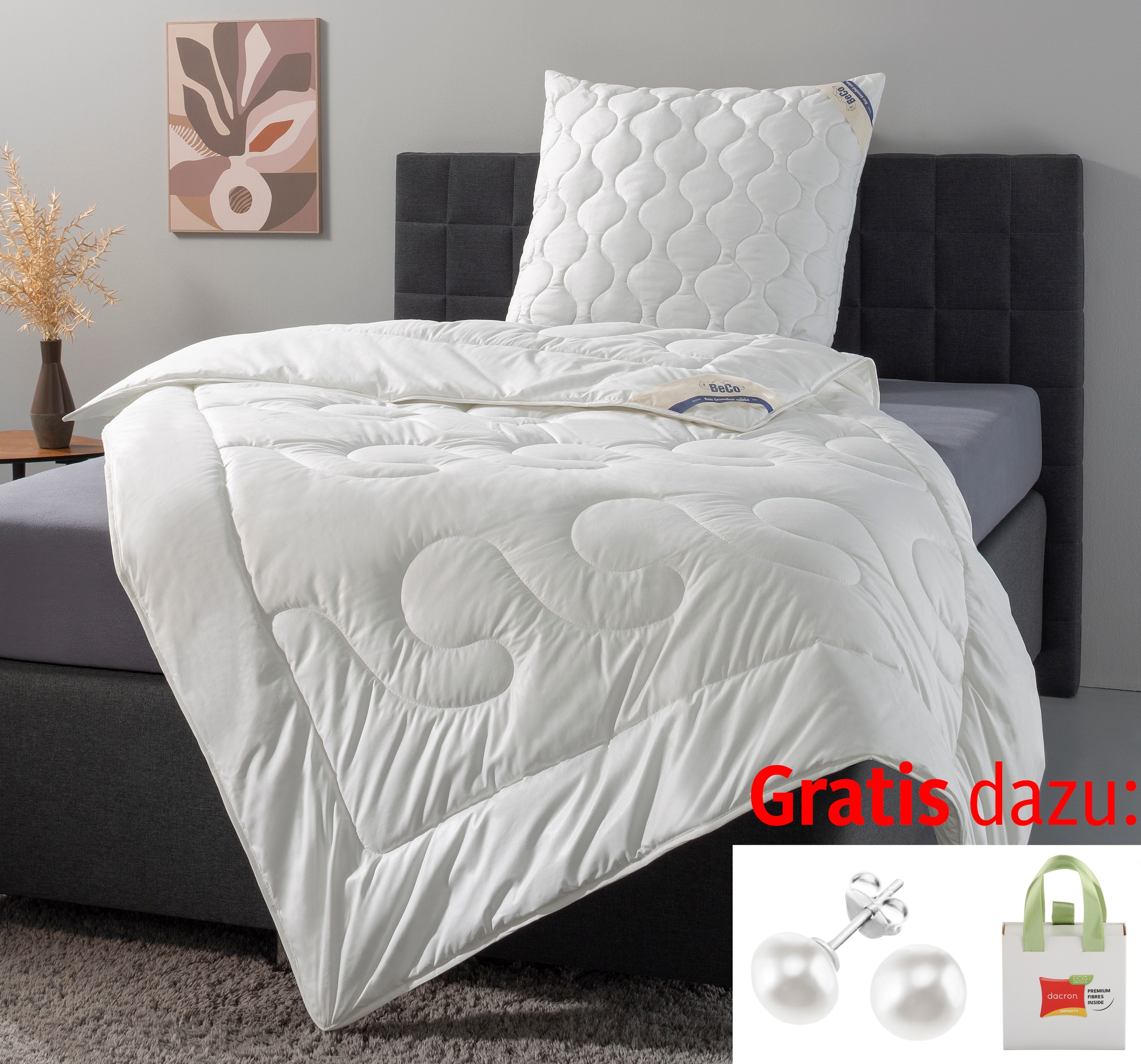 Beco Kunstfaserbettdecke »Aerelle™ Blue Bettdecke mit Gratis-Perlenohrsteckern« leicht Füllung recycelte Polyesterfaser 1 Stk. tlg. Jetzt zugreifen: Gratis-Aktion nur bis 31.12.2025!