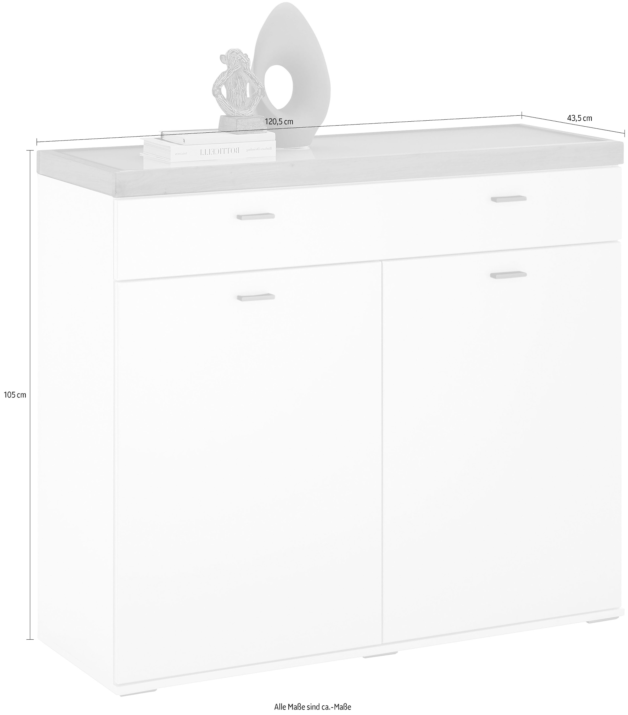 set one by Musterring Sideboard »Lancaster Dielen«, inklusive LED-Beleuchtung, mit Türen und Schubkästen, Breite 121 cm