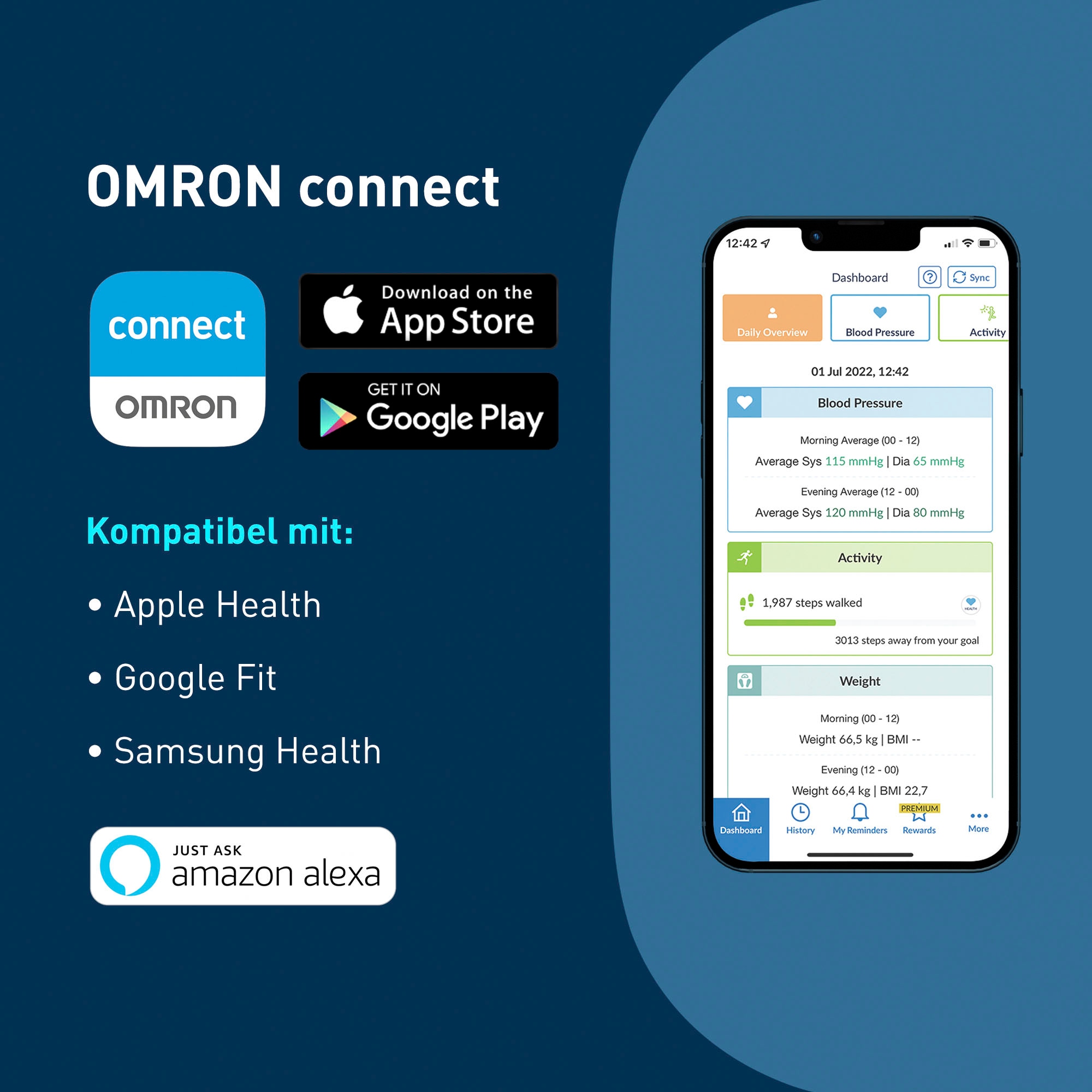 Omron Handgelenk-Blutdruckmessgerät »RS3 Intelli IT digitales Handgelenk-Blutdruckmessgerät«, klinisch validiert, mit kostenloser Smartphone App OMRON connect