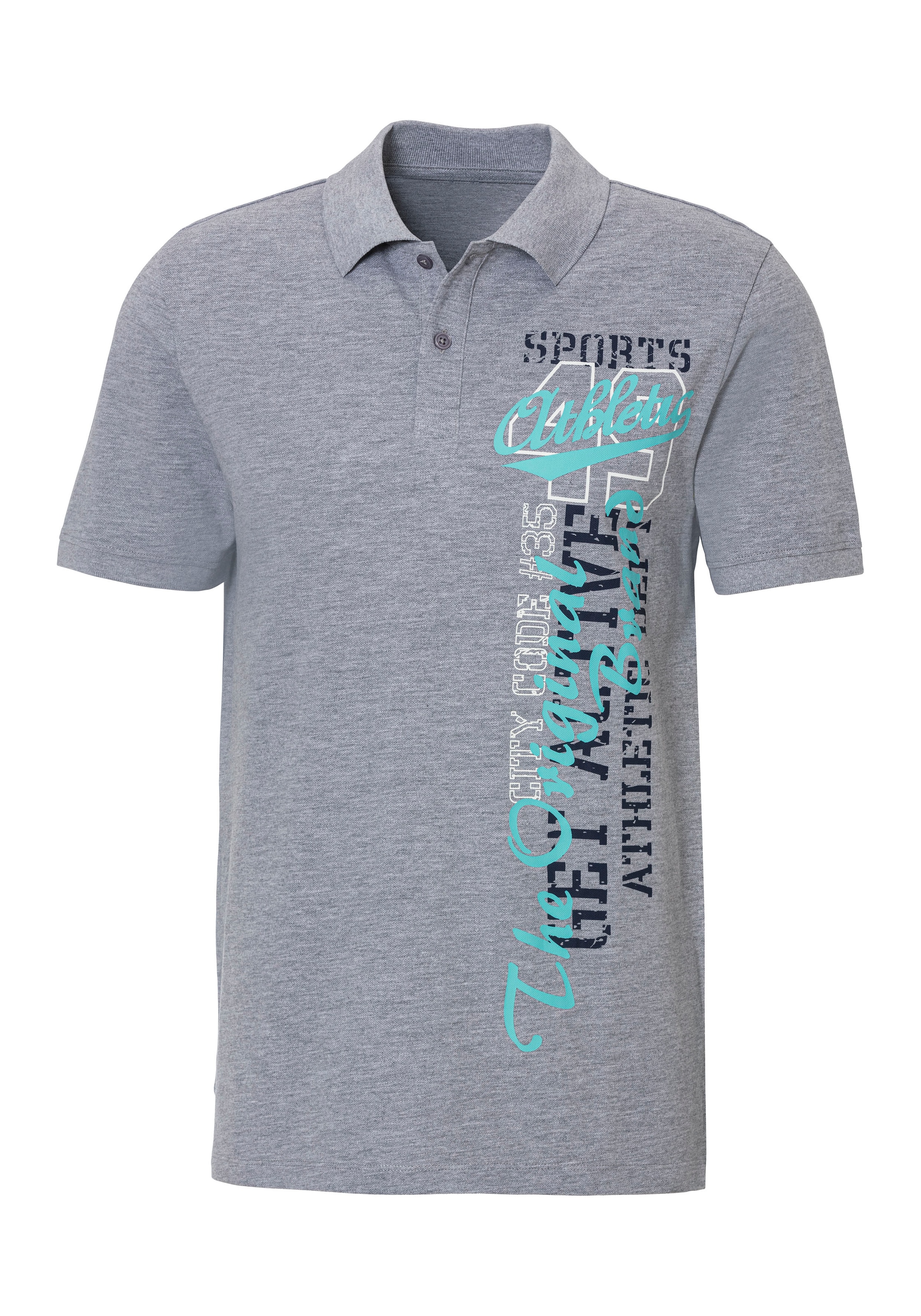 John Devin Poloshirt, mit großem Druck vorn aus Baumwoll-Piqué