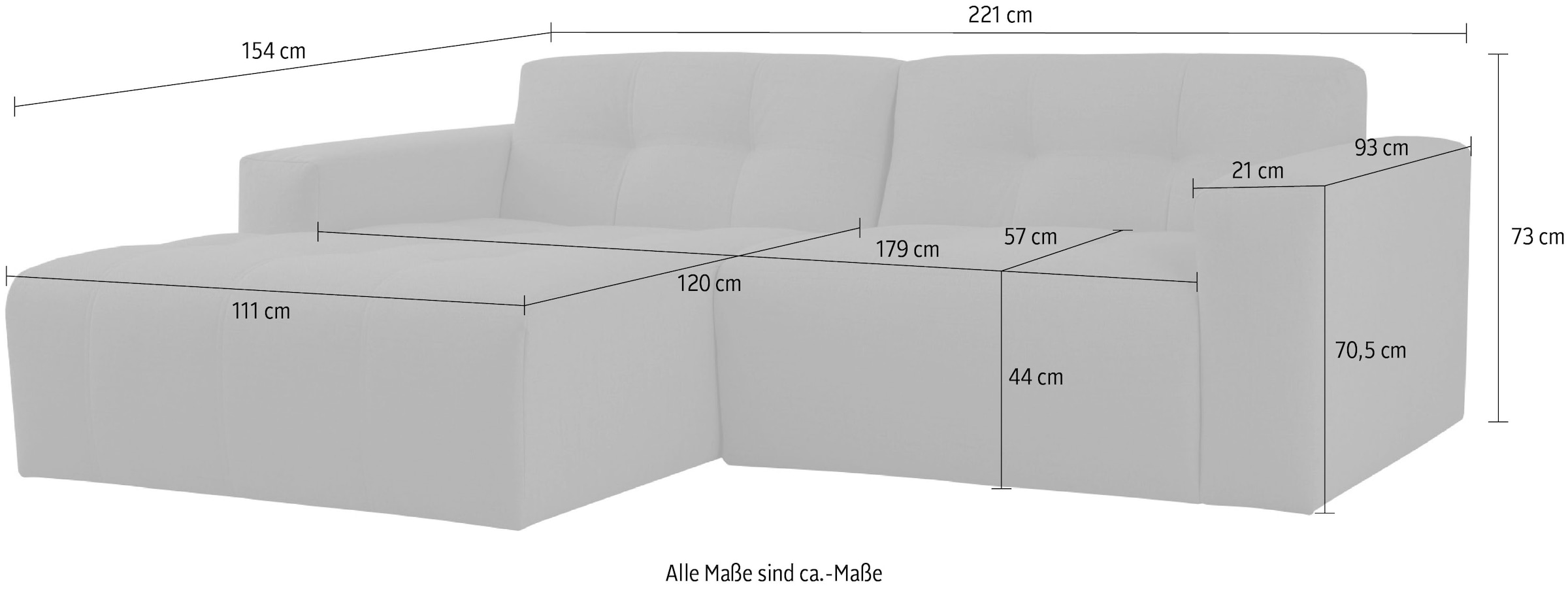 OTTO home Ecksofa »Tapley« Breite 221 cm,Boucle, Struktur fein, mit Knopfsteppung, bodentief