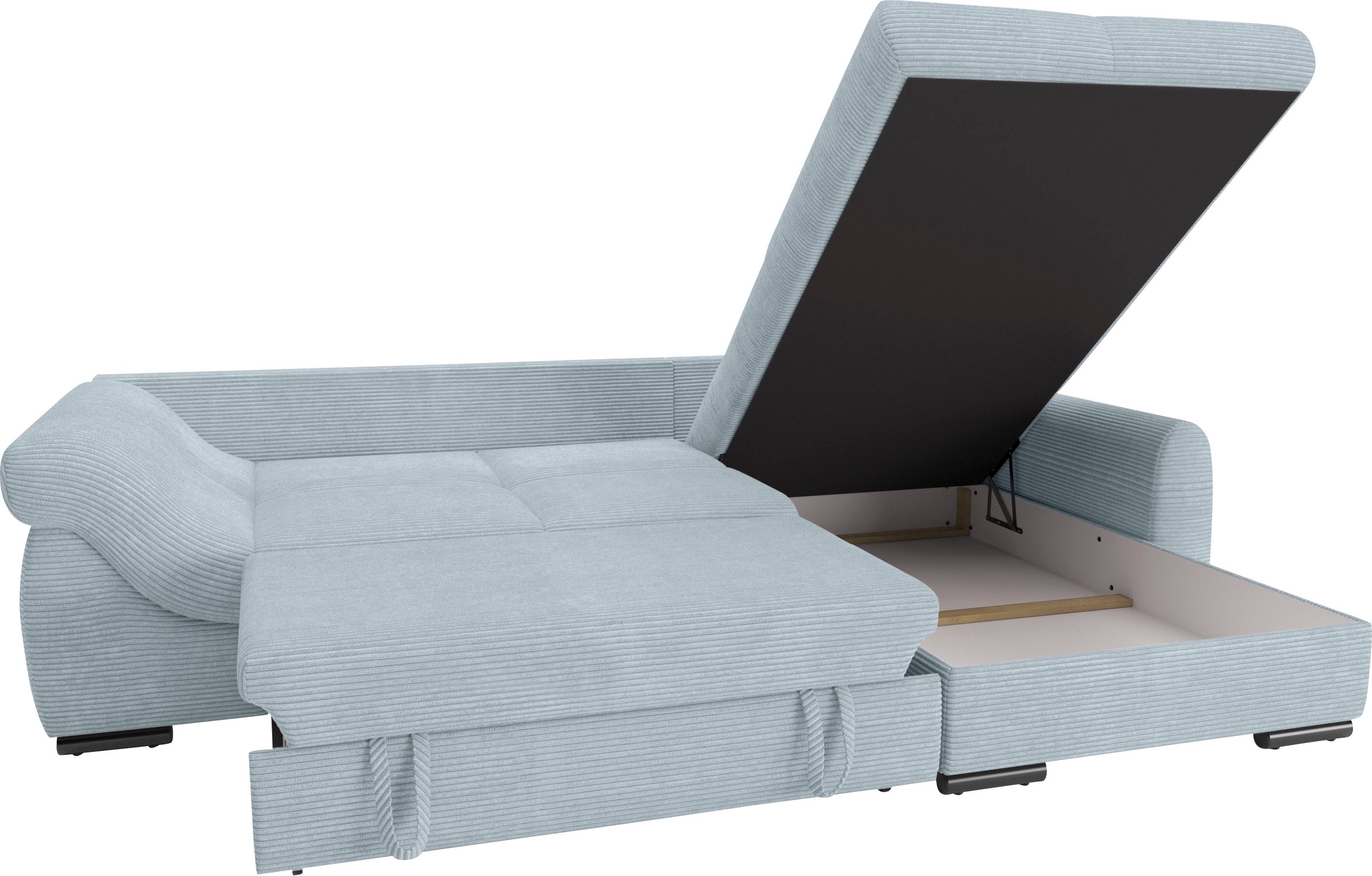 Mr. Couch Ecksofa »Livorno DuraFlex L-Form«, inkl. Hochschläfer-Bettauszug, XL-Bettkasten weiß beschichtet