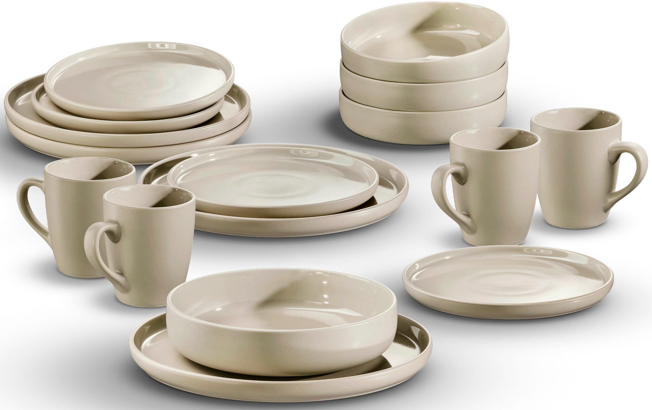 LeGer Home by Lena Gercke Kombiservice "Geschirr-Set, Service Liliane" skandinavische, minimalistische Formensprache, 16 Teile