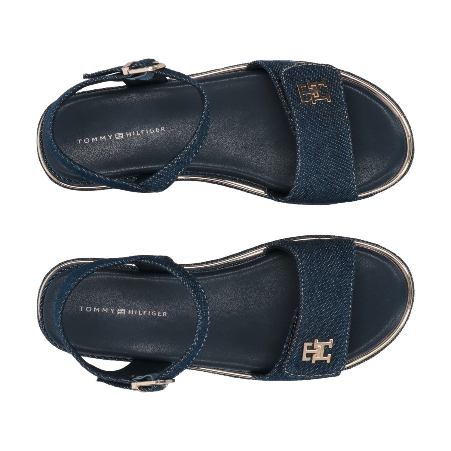 Tommy Hilfiger Plateausandale, Sandalette, Slides, Jeans Schuh mit edler Paspellierung