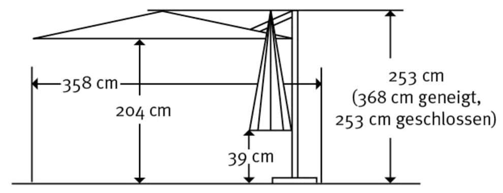 Schneider Schirme Ampelschirm »Rhodos Smart«, BxL: 300x300 cm, Alu/Polyester, inkl. Plattenständer/Schutzhülle