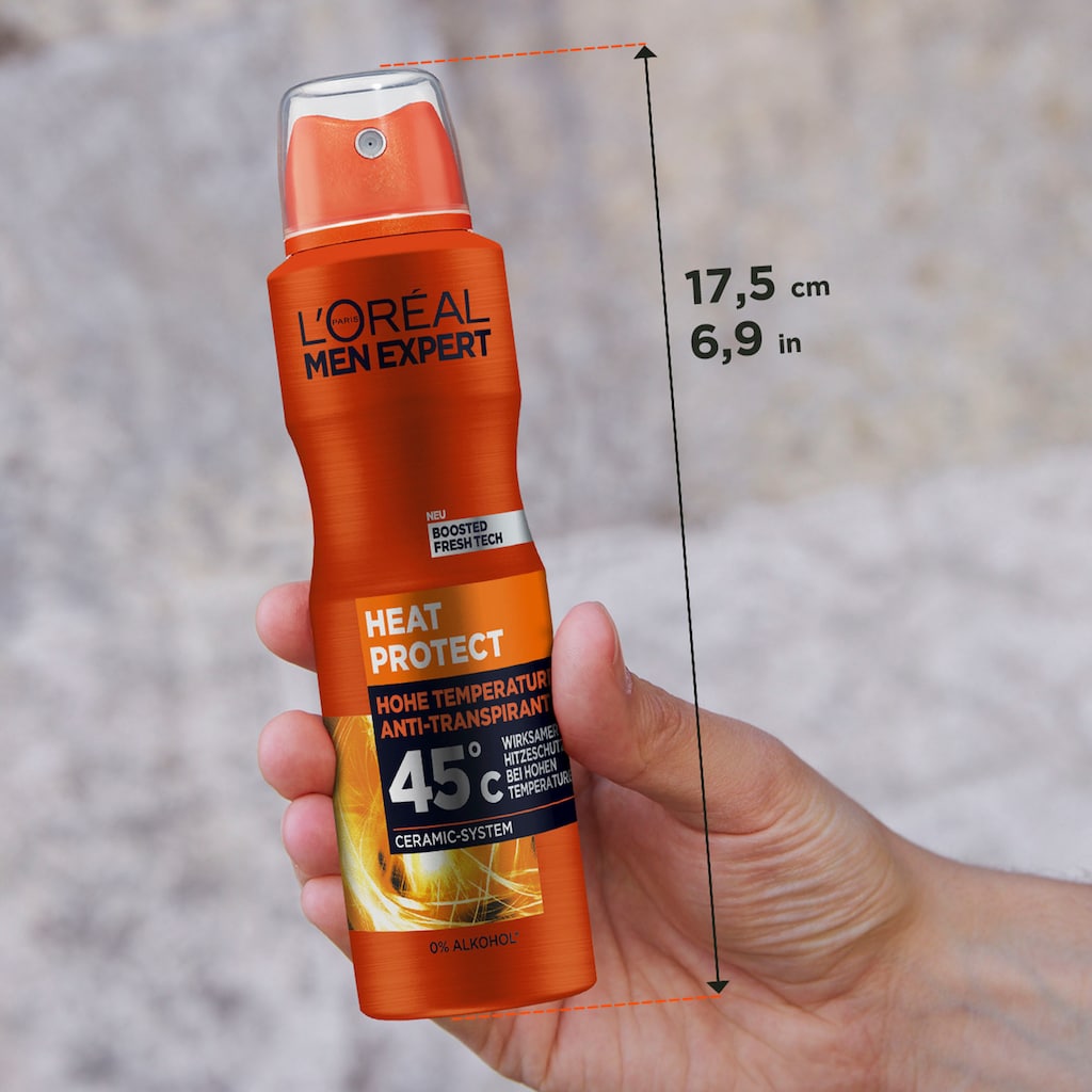 L'ORÉAL PARIS MEN EXPERT Deo-Spray »Deo Spray Heat Protect 45°C«, (Packung, 6 tlg.)