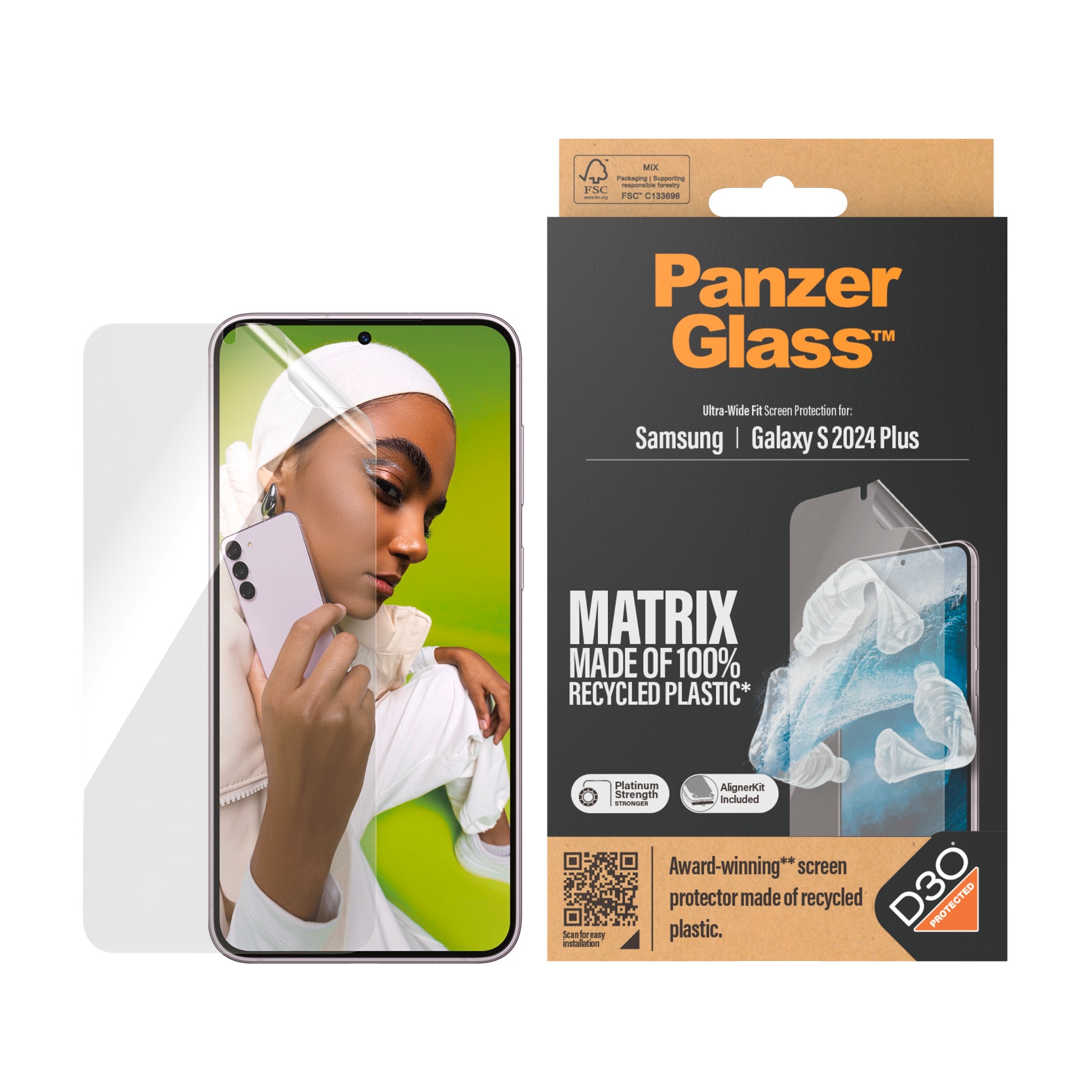 PanzerGlass Displayschutzfolie »Matrix Ultra Wide Fit Screen Protector«, für Samsung Galaxy S24+, Displayschutz, stoßfest, kratzbeständig