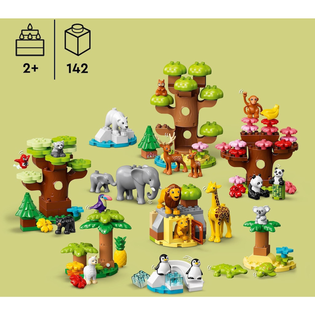 LEGO® Konstruktionsspielsteine »Wilde Tiere der Welt (10975), LEGO® DUPLO«, (142 St.)