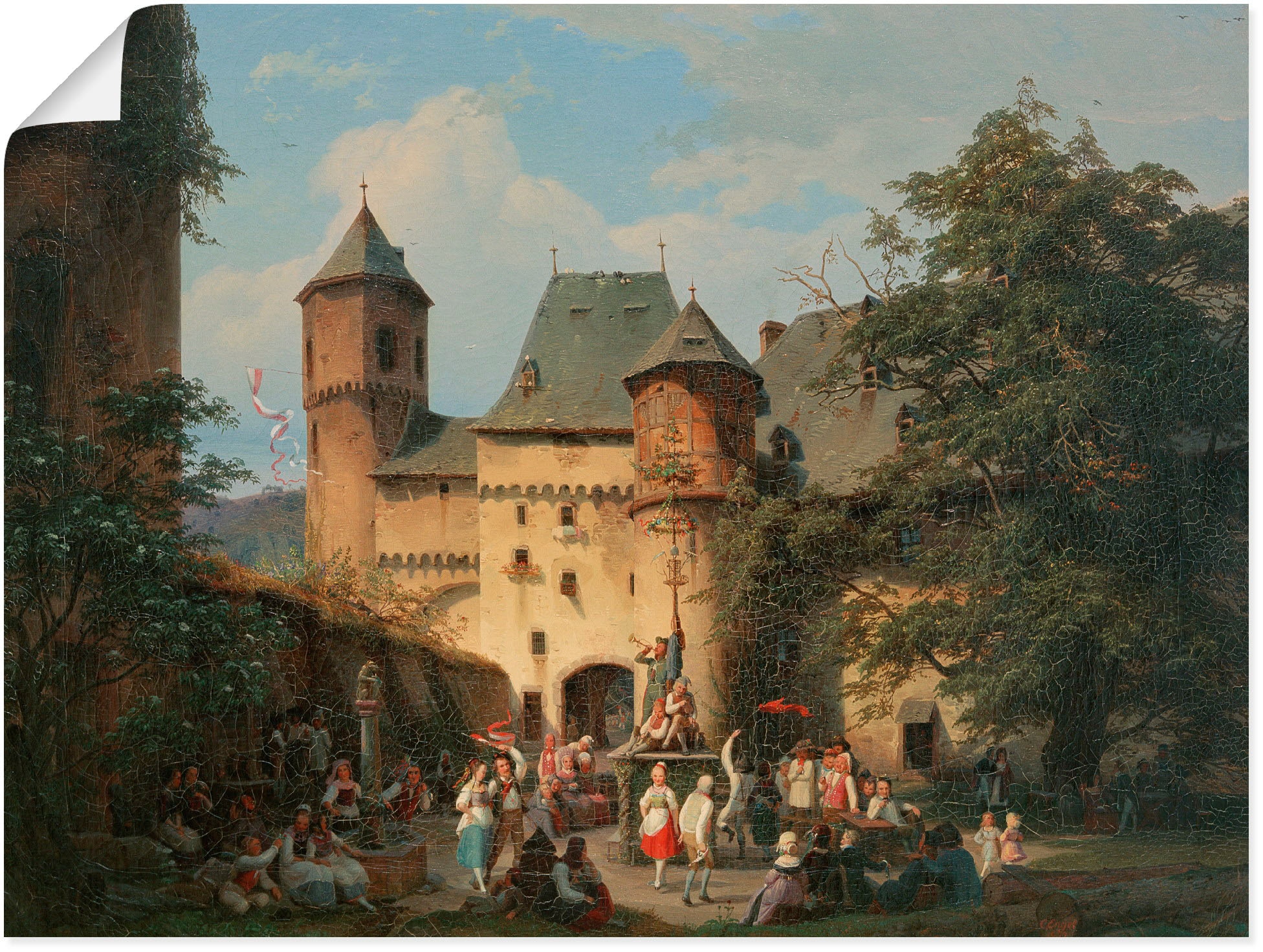 Kunstdruck »Festszene im Vorhof einer Burg«, historische Ereignisse, (1 St.), als...