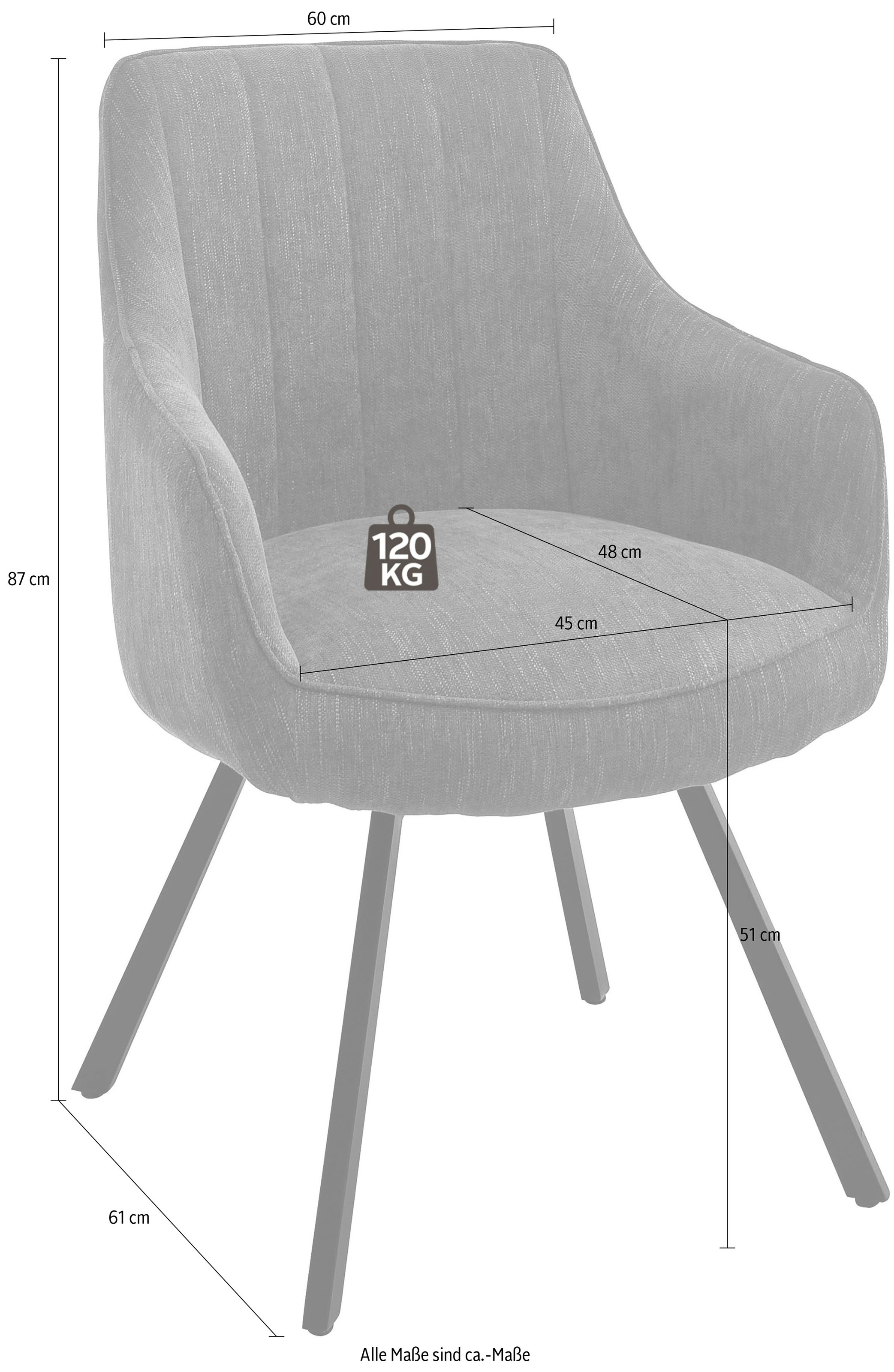 2 Stuhl auf kg belastbar MCA 180°drehbar bis Nivellierung, furniture (Set), 120 Stoffbezug, Raten St., Esszimmerstuhl mit kaufen »Sassello«,