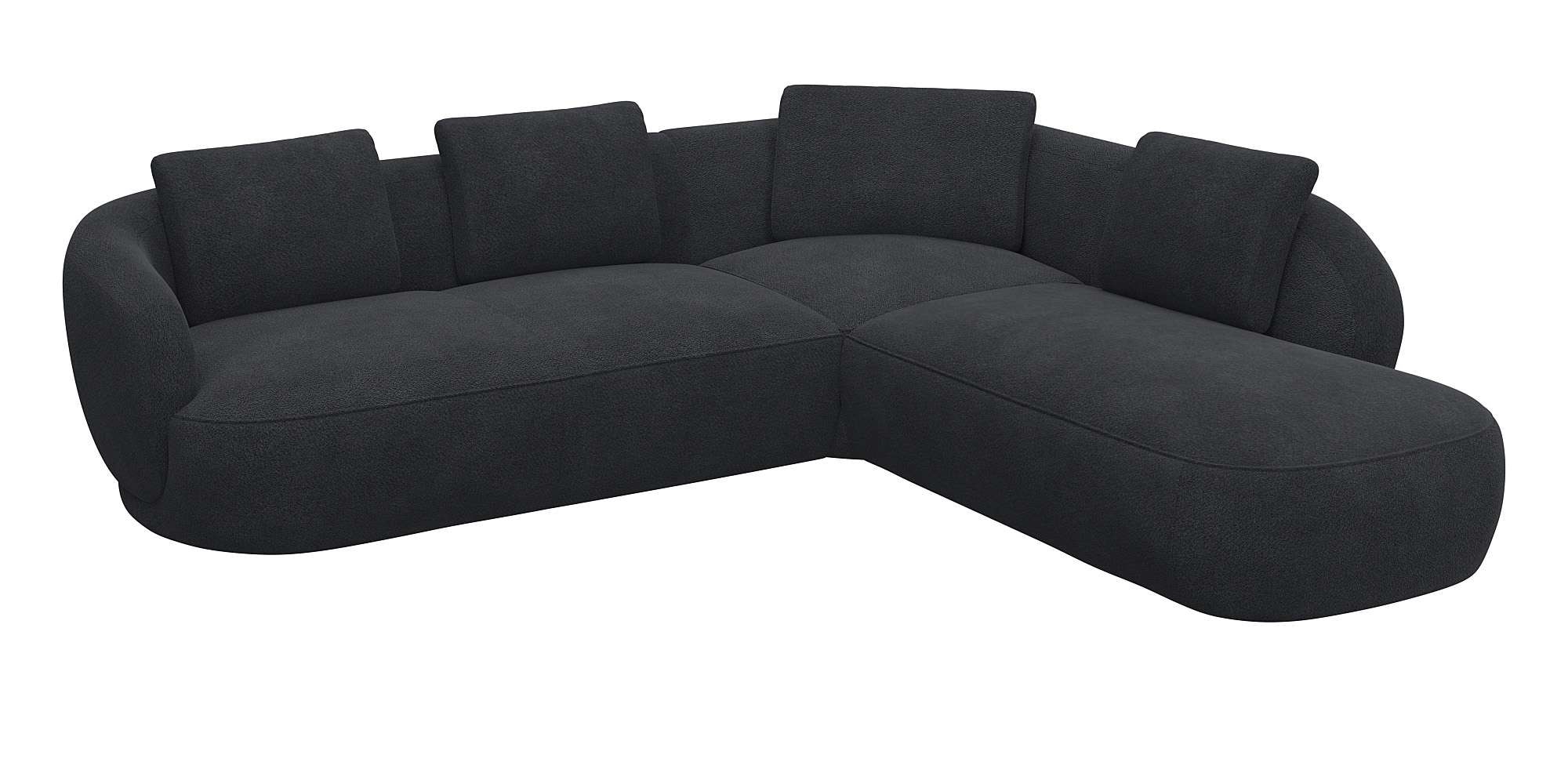 FLEXLUX Ecksofa »Torino, rund, L-Form, Sofa-Ecke mit Ottomane«, Modernes, organisches Sofa-Design, Kaltschaum, Wellenunterfederung