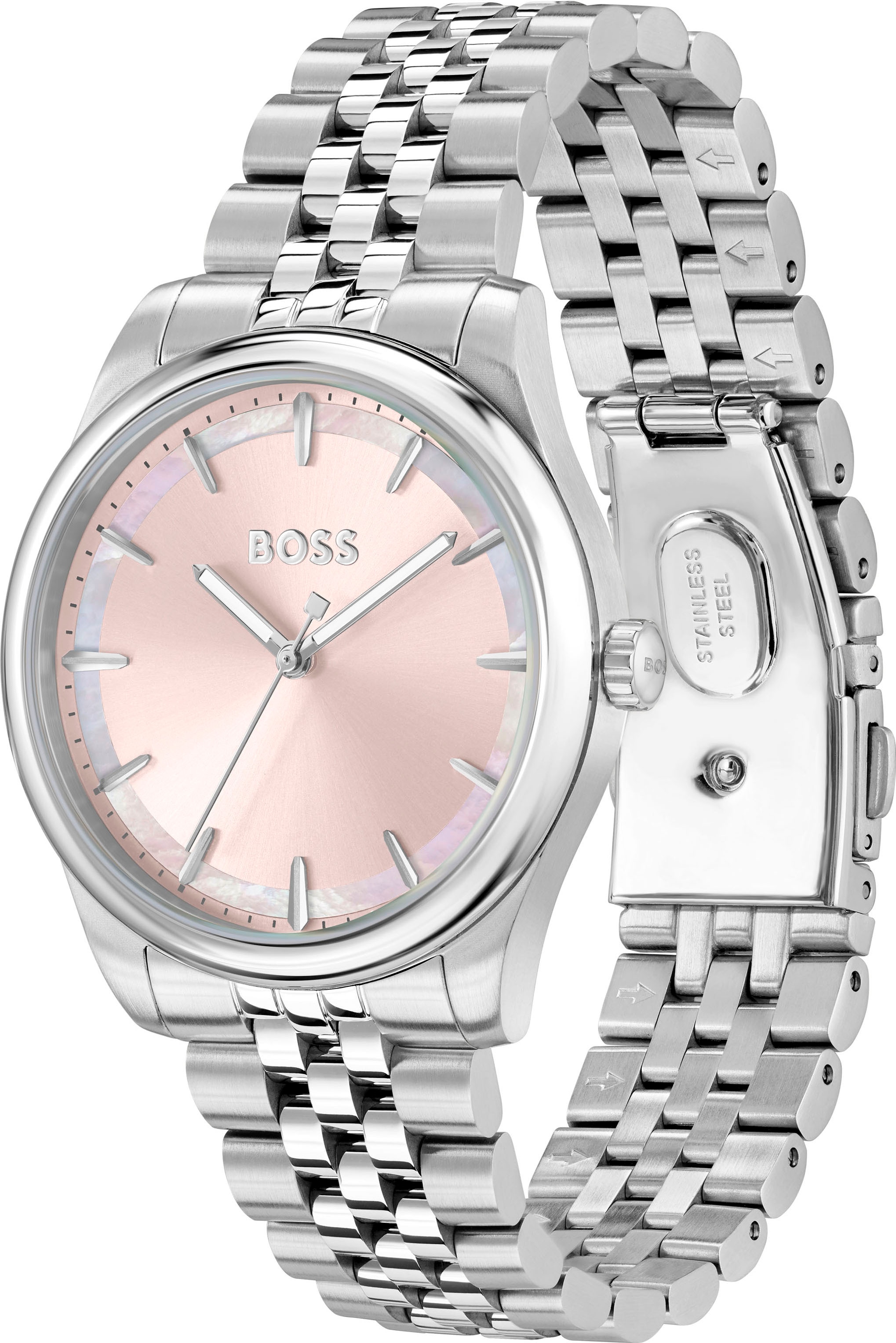 BOSS Quarzuhr »GRACEFUL«, Armbanduhr, Damenuhr, Edelstahlarmband, analog