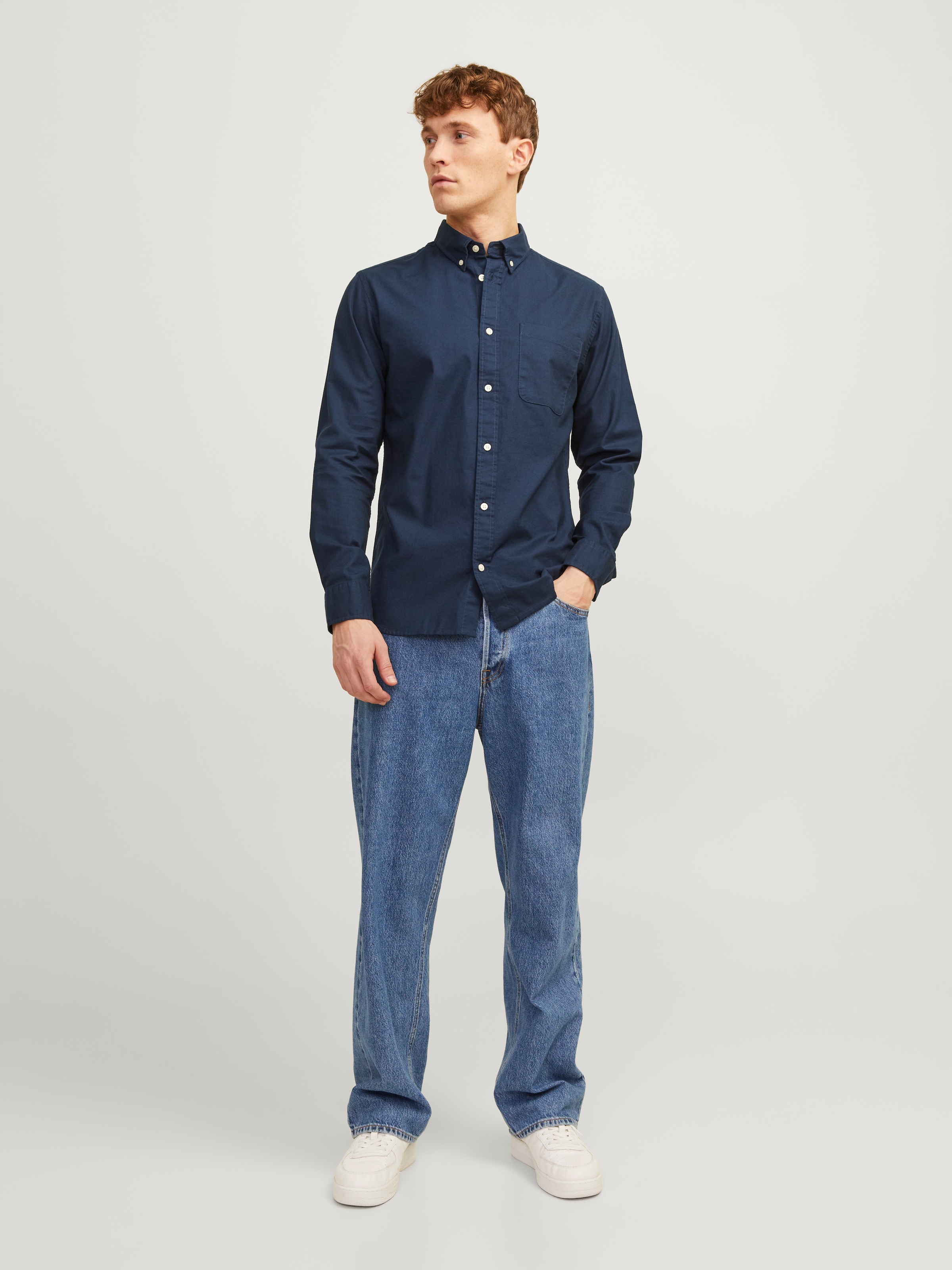 Jack & Jones Langarmhemd »BROOK OXFORD«, mit Button-Down Kragen
