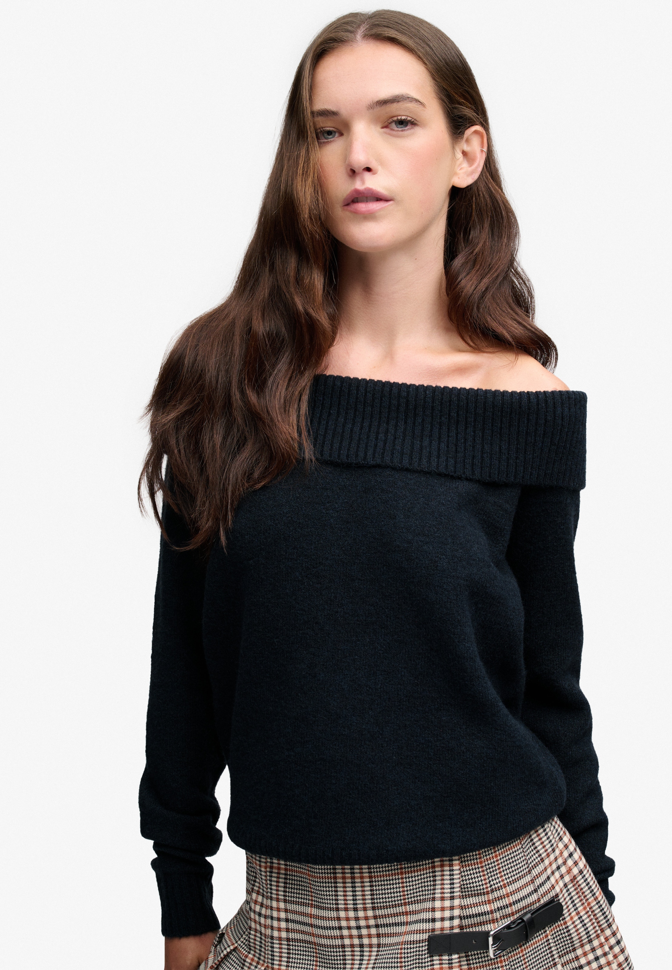 Superdry Strickpullover »BARDOT KNITTED JUMPER« Materialmix, hochwertig mit Woll-Anteil